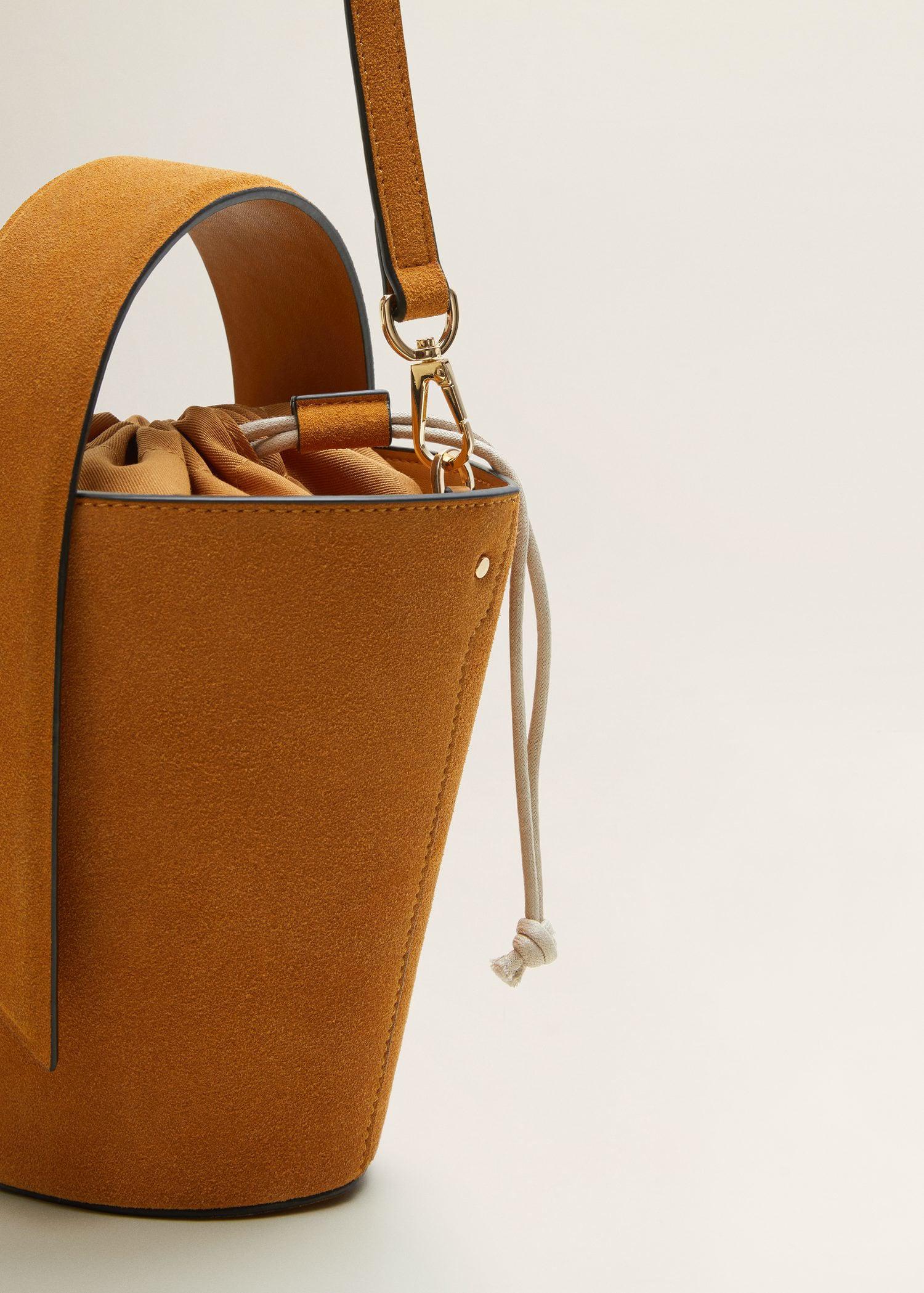 mango leather bucket bag