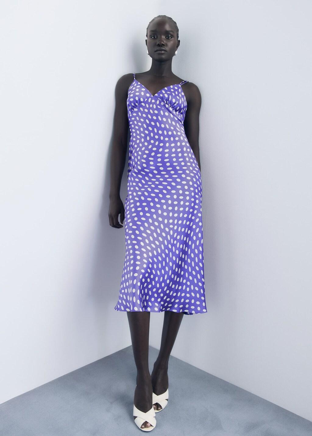blue and purple polka dot dress Boden Women's Alexa Long Sleeve Short Dress in Blue main image 0