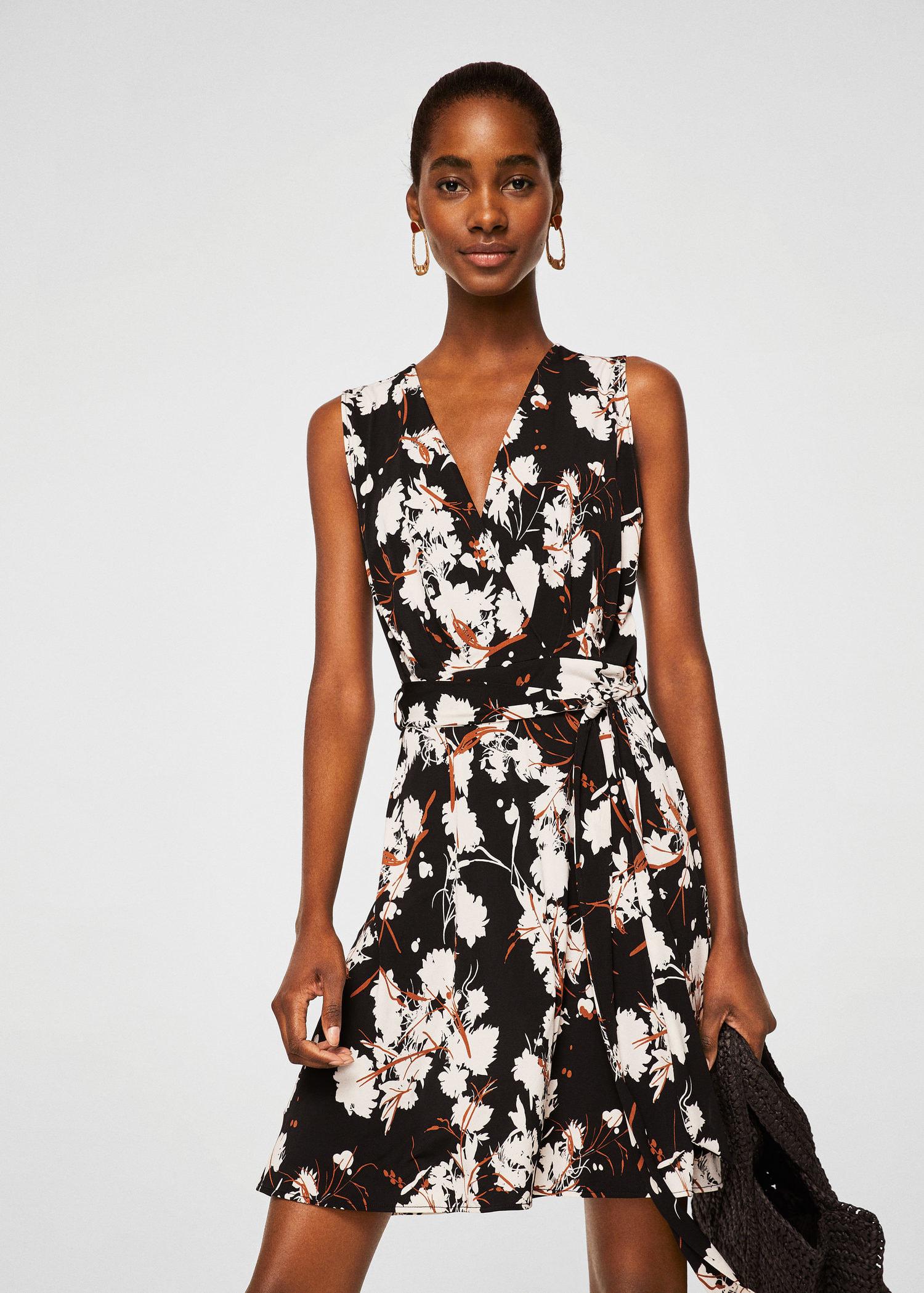 mango bow wrap dress