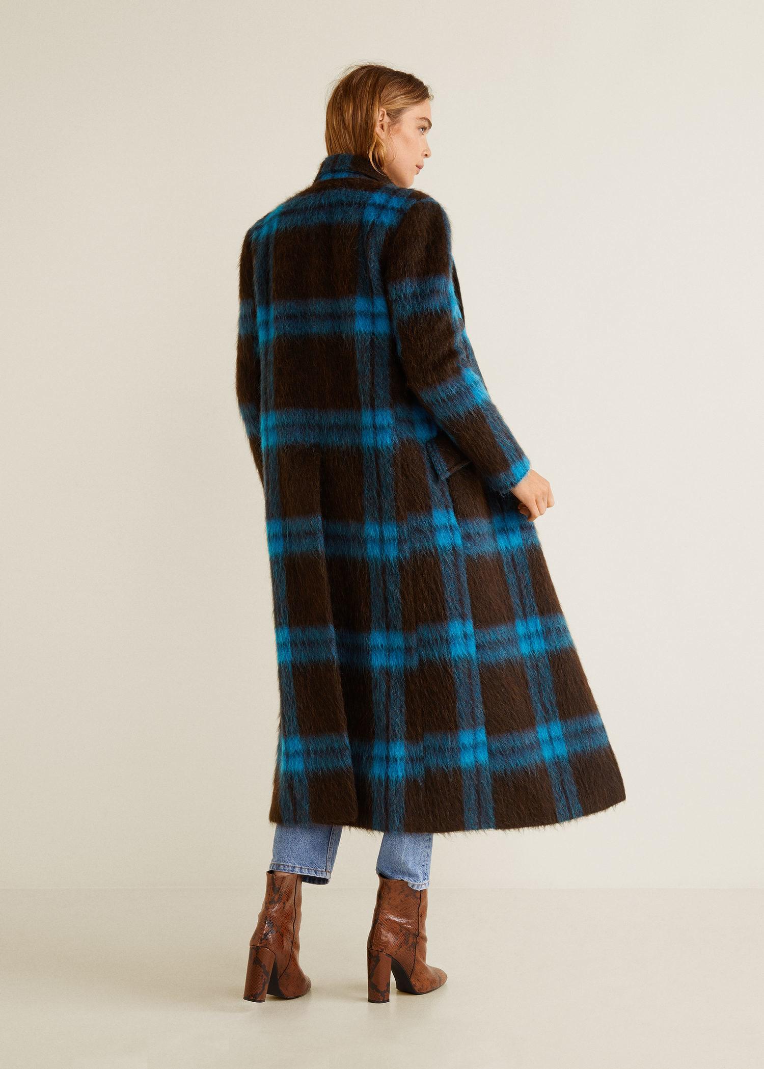 blue checkered coat