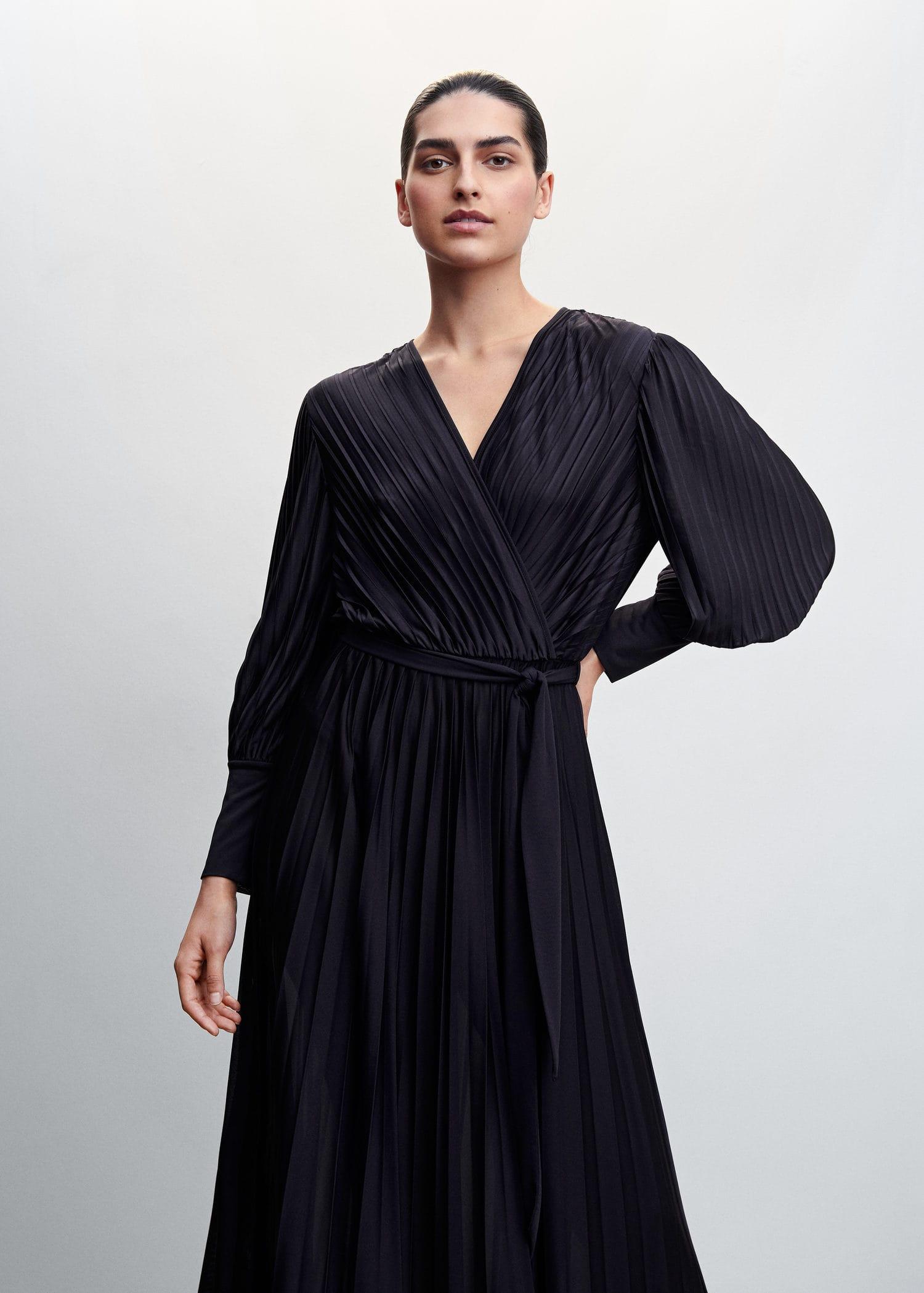 pleated wrap dress mango