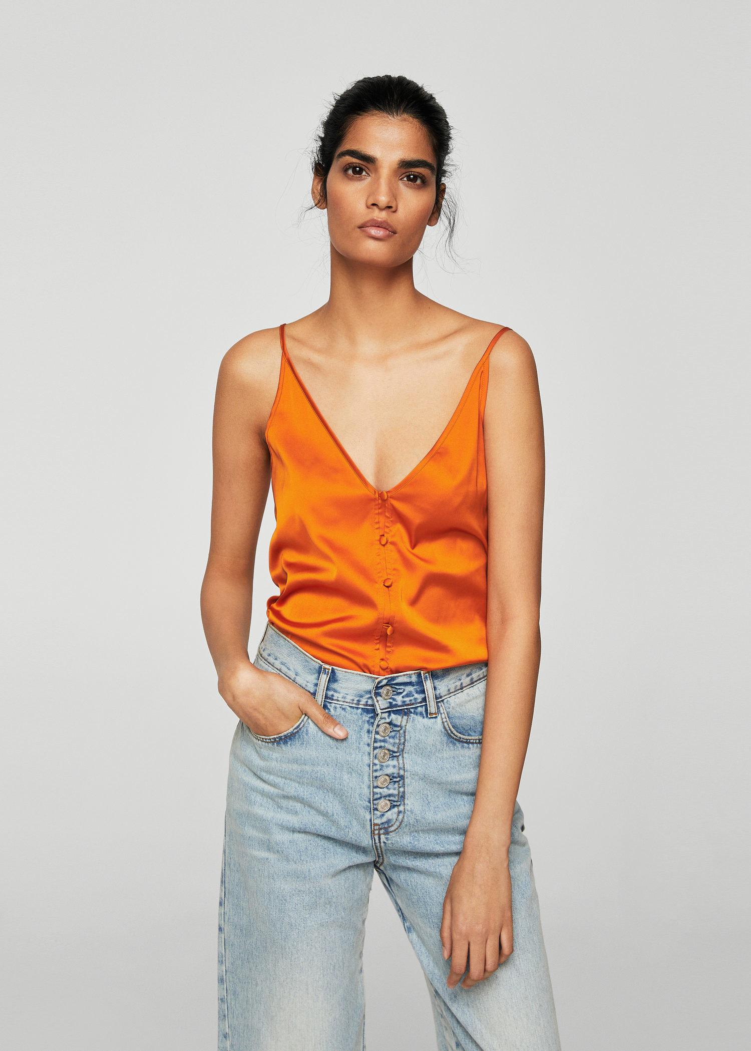 orange satin top