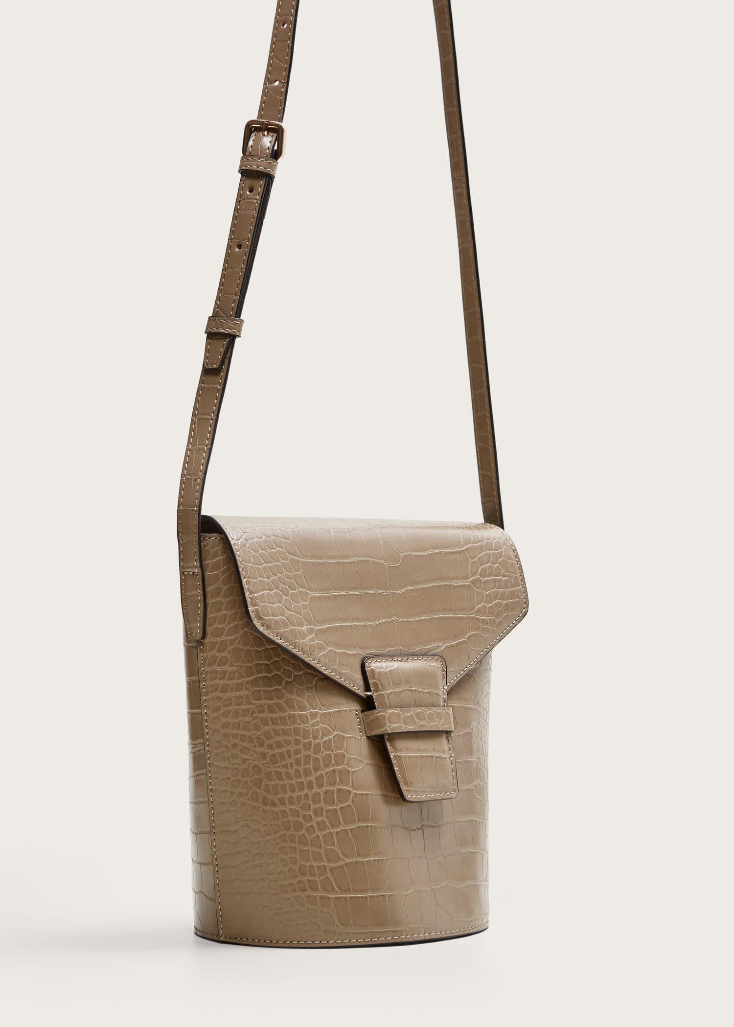 croc effect tote bag mango