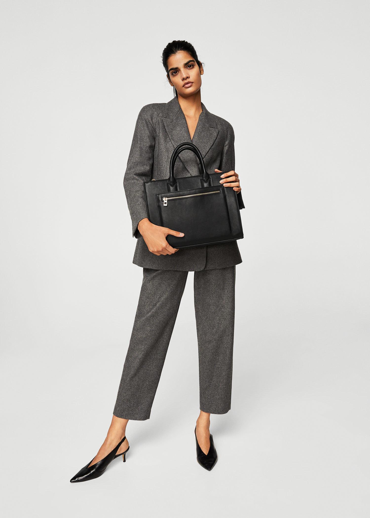 mango zip shopper bag in black lyst mango zip shopper bag in black lyst