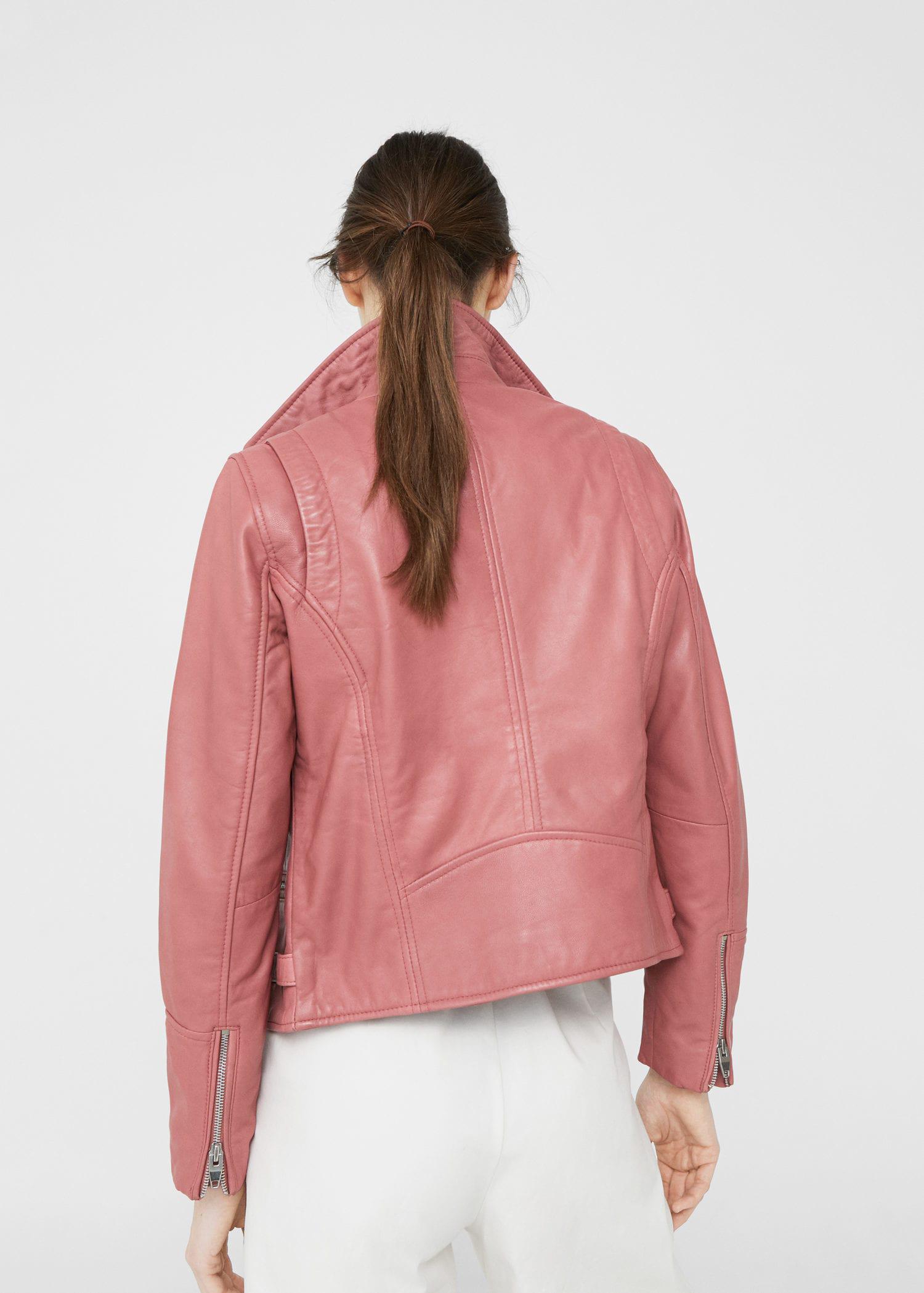 pastel pink leather jacket