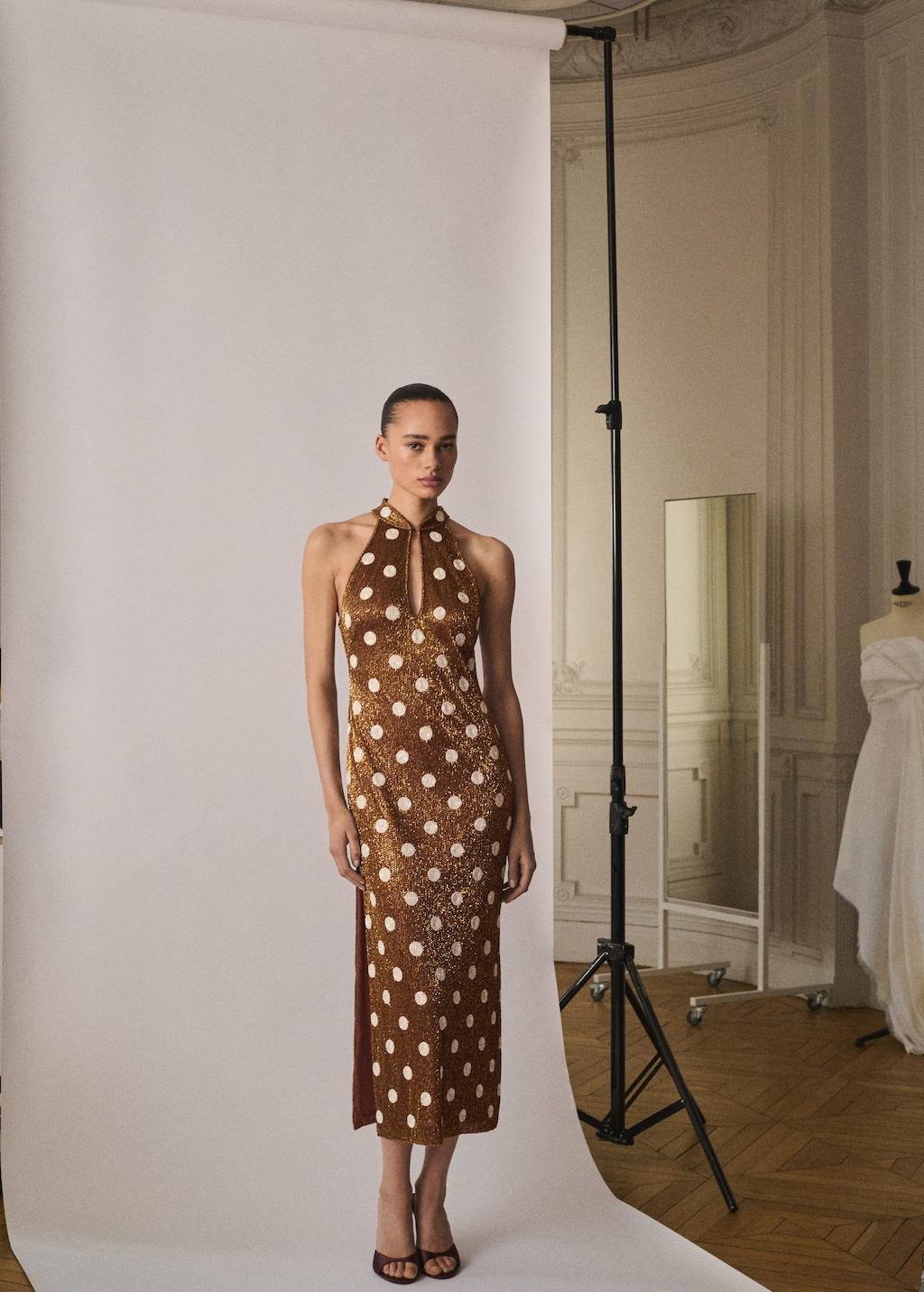 mango brown polka dot dress MANGO - A-Line polka-dot Dress Chocolate