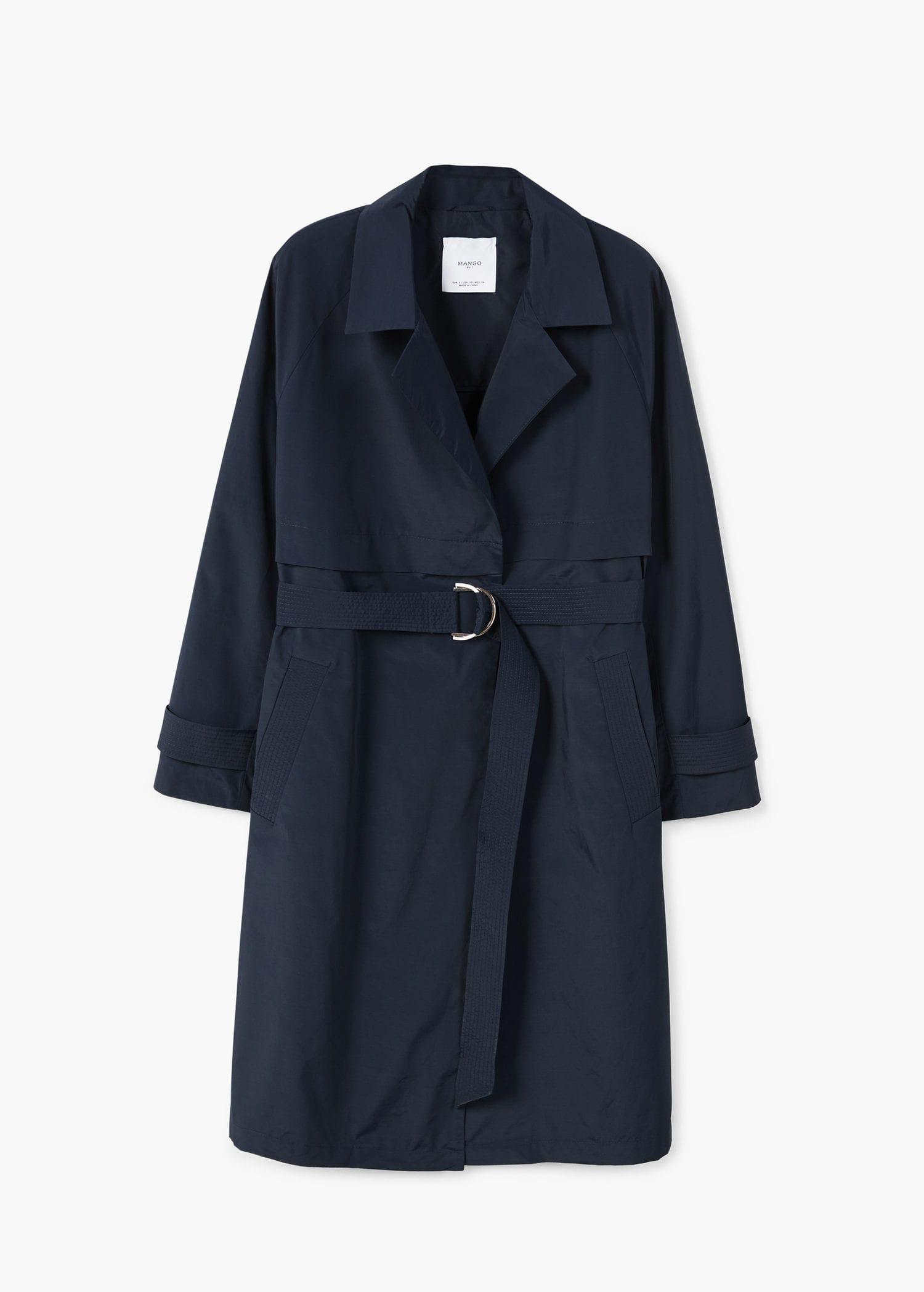 Mango Cotton Navy Blue 'lola' Trench Coat Lyst