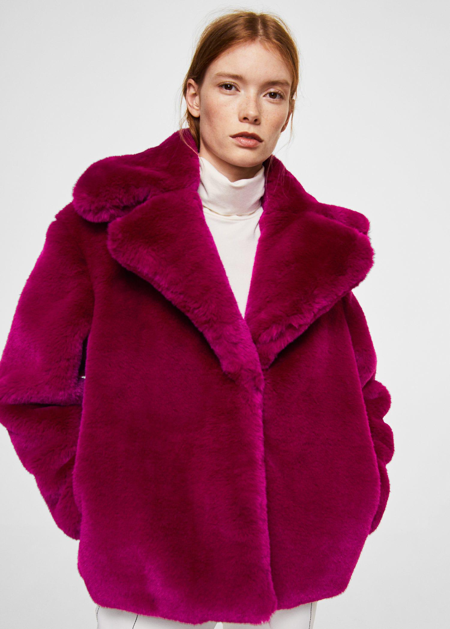 mango pink fur coat