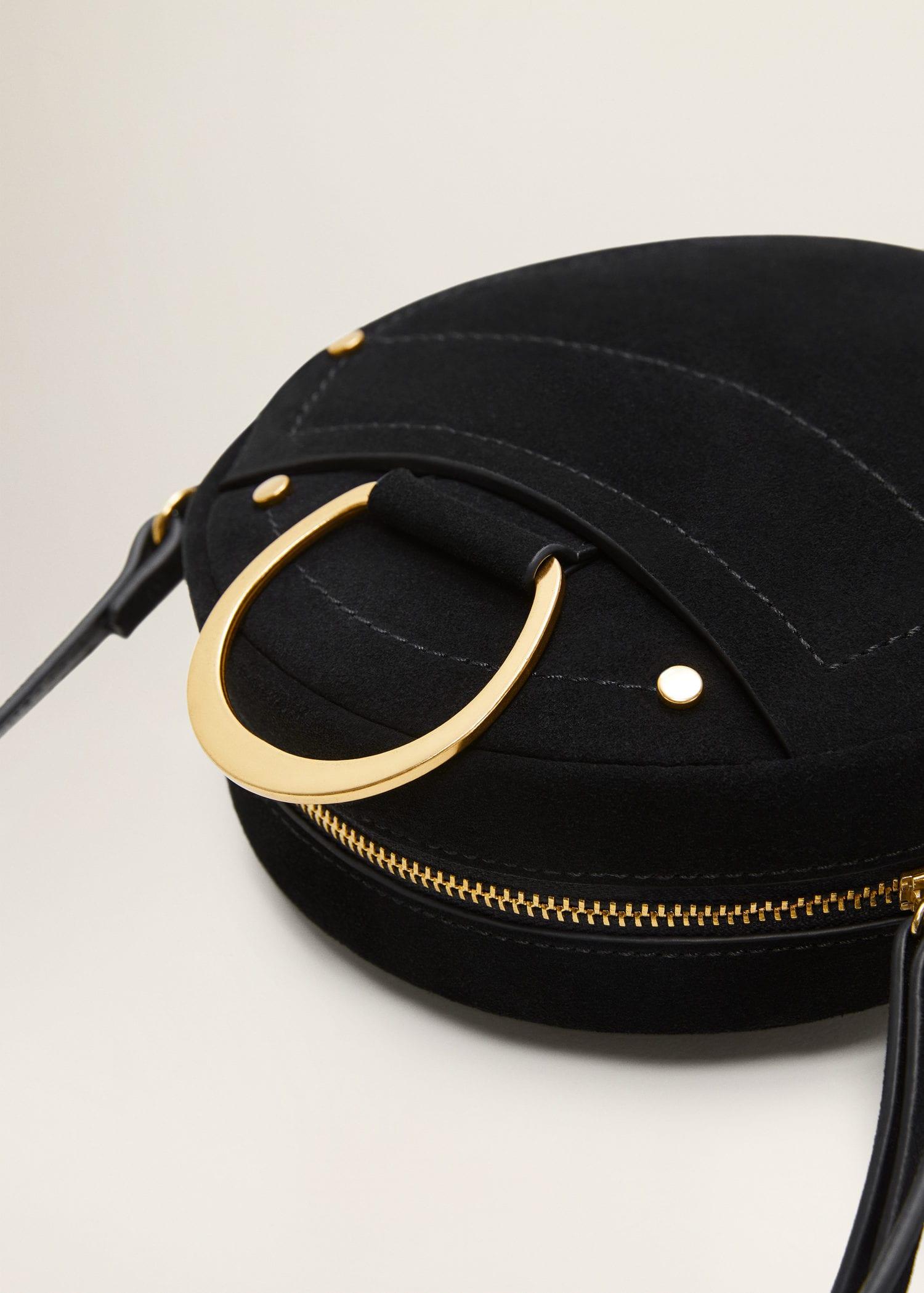 mango black leather bag