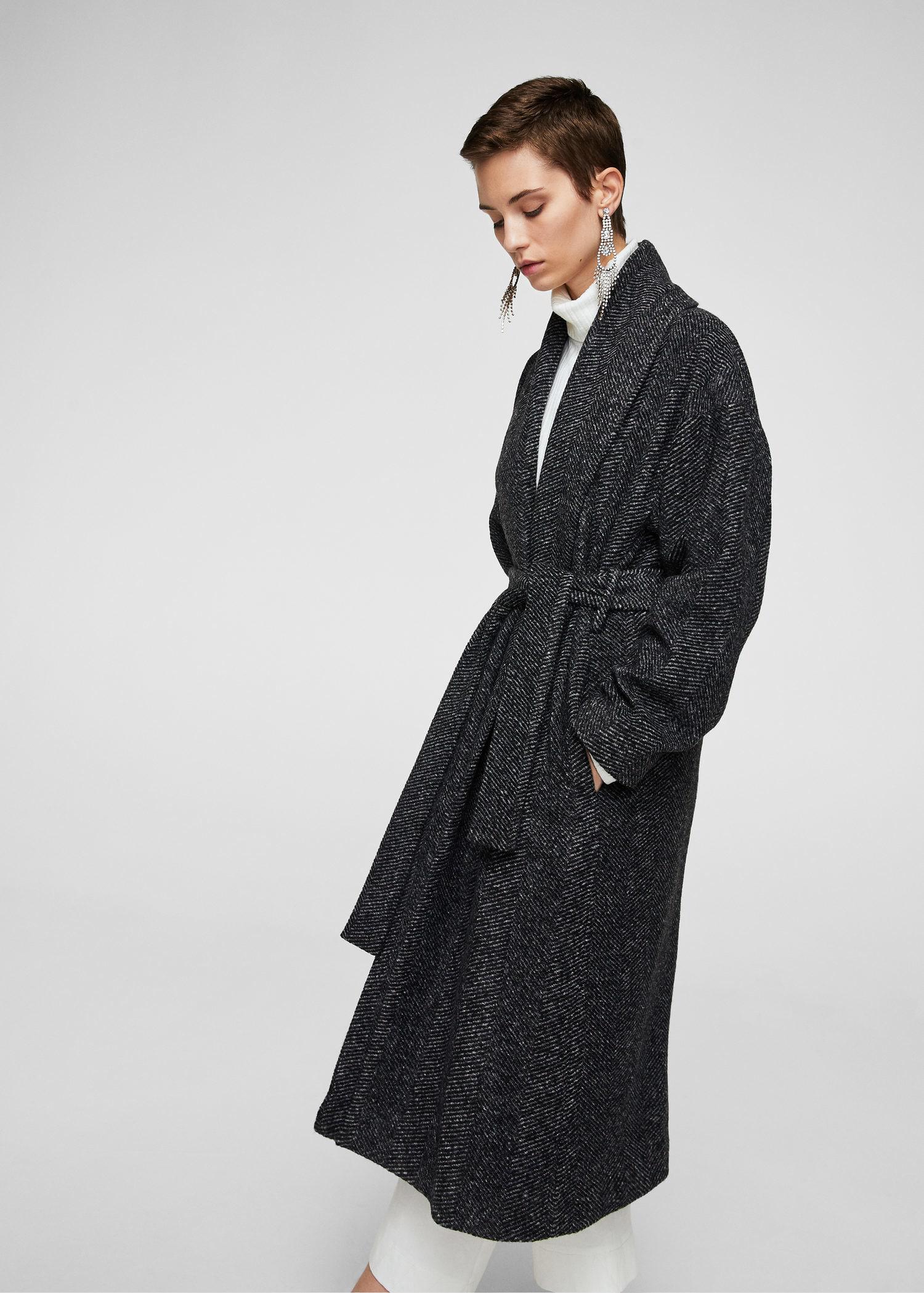 herringbone belted coat