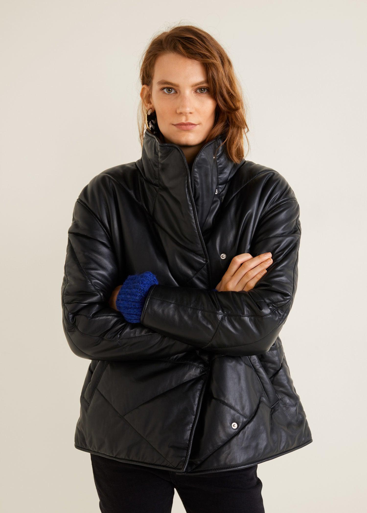 leather quilted coat