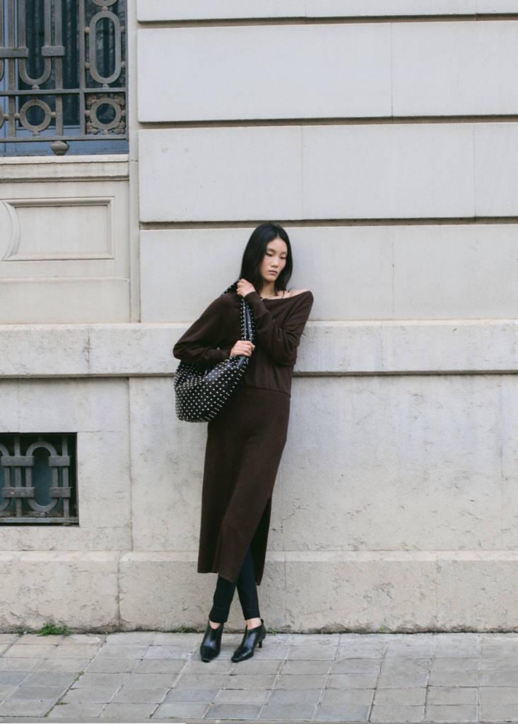 Mango Fine-Knit Flared Dress in Grey | Lyst UK Mango Fine-Knit Flared Dress in Grey | Lyst UK