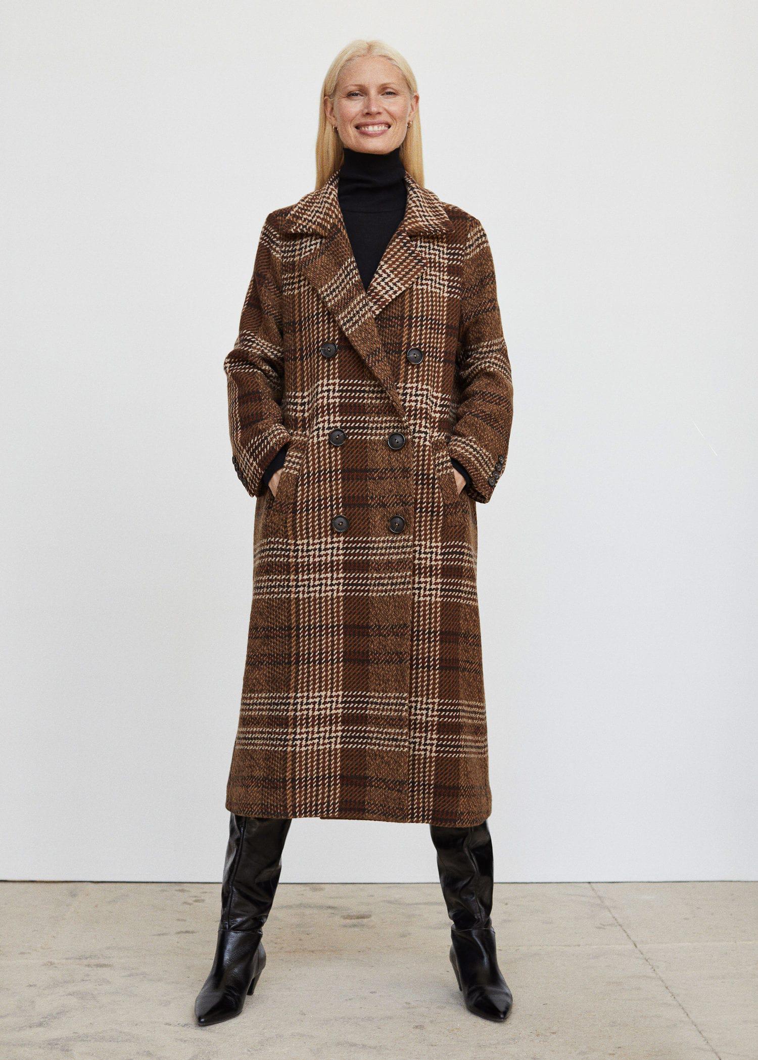 mango checked recycled wool coat