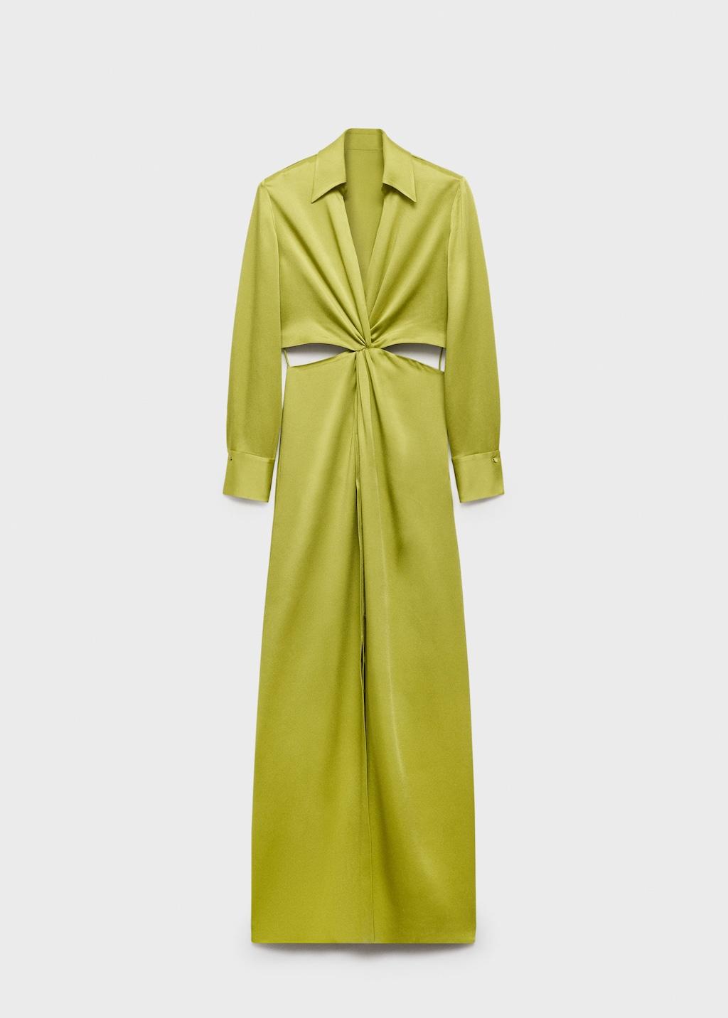 Mango Draped Shirt Dress With Side Openings in Green | Lyst