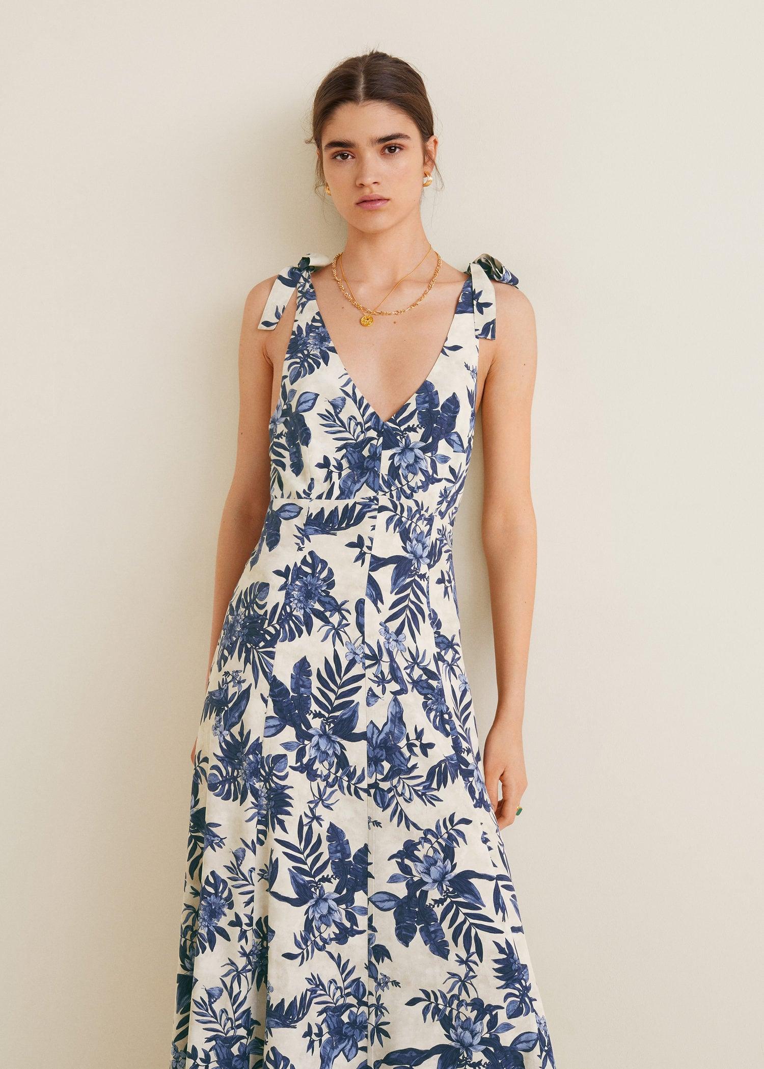 mango blue and white dress