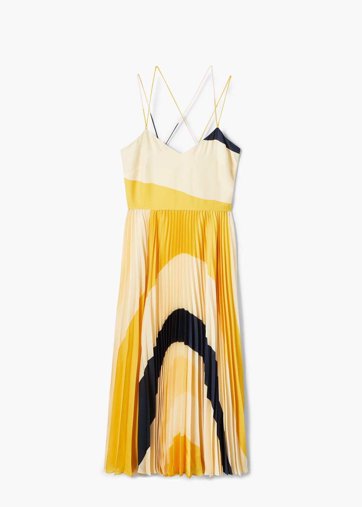 Mango Printed Pleated Dress in Yellow Lyst UK