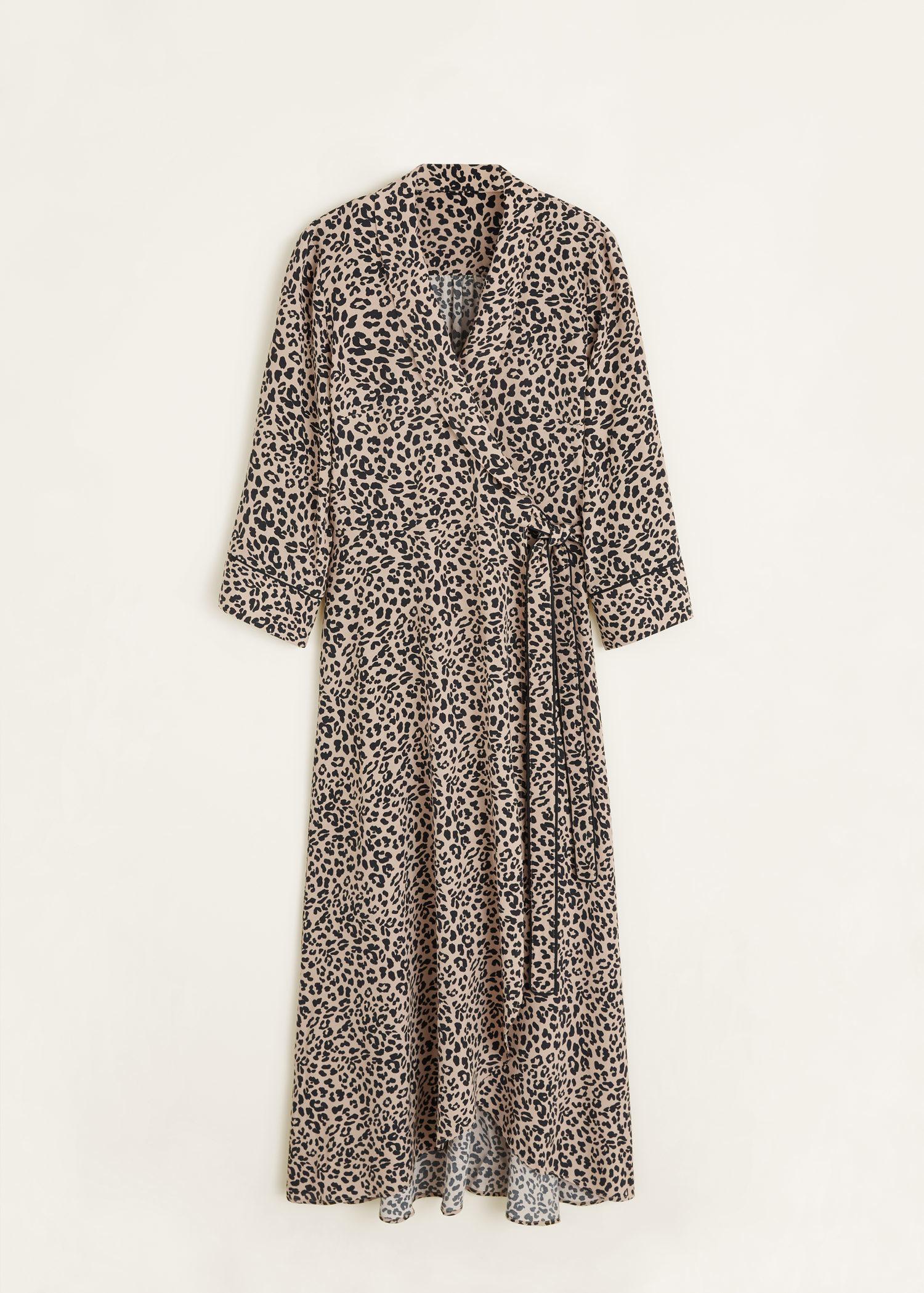 Mango Leopard Print Dress in Black - Lyst