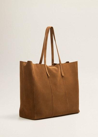 mango leather shopper bag
