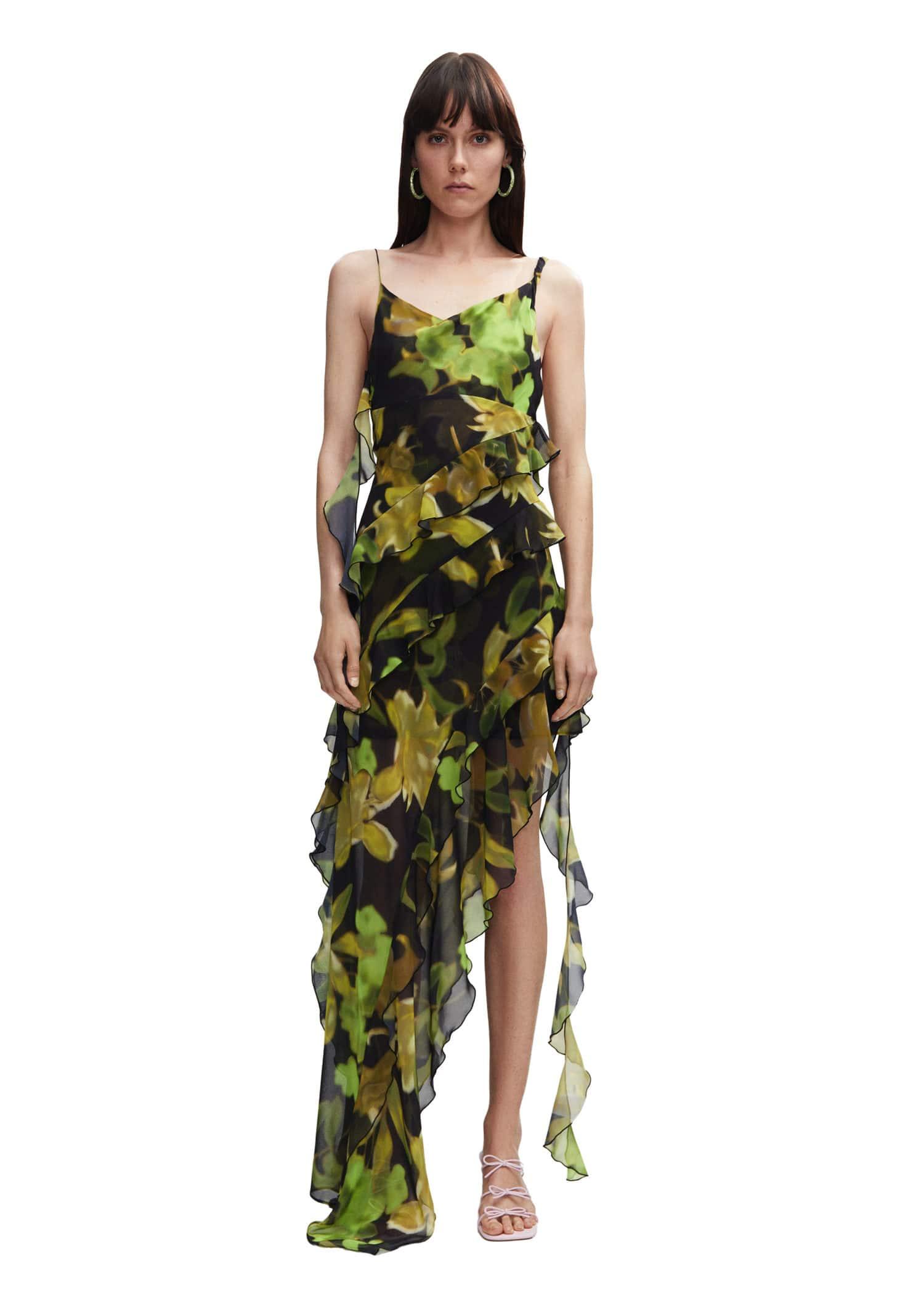 mango asymmetric ruffled dress Asymmetric ruffled dress