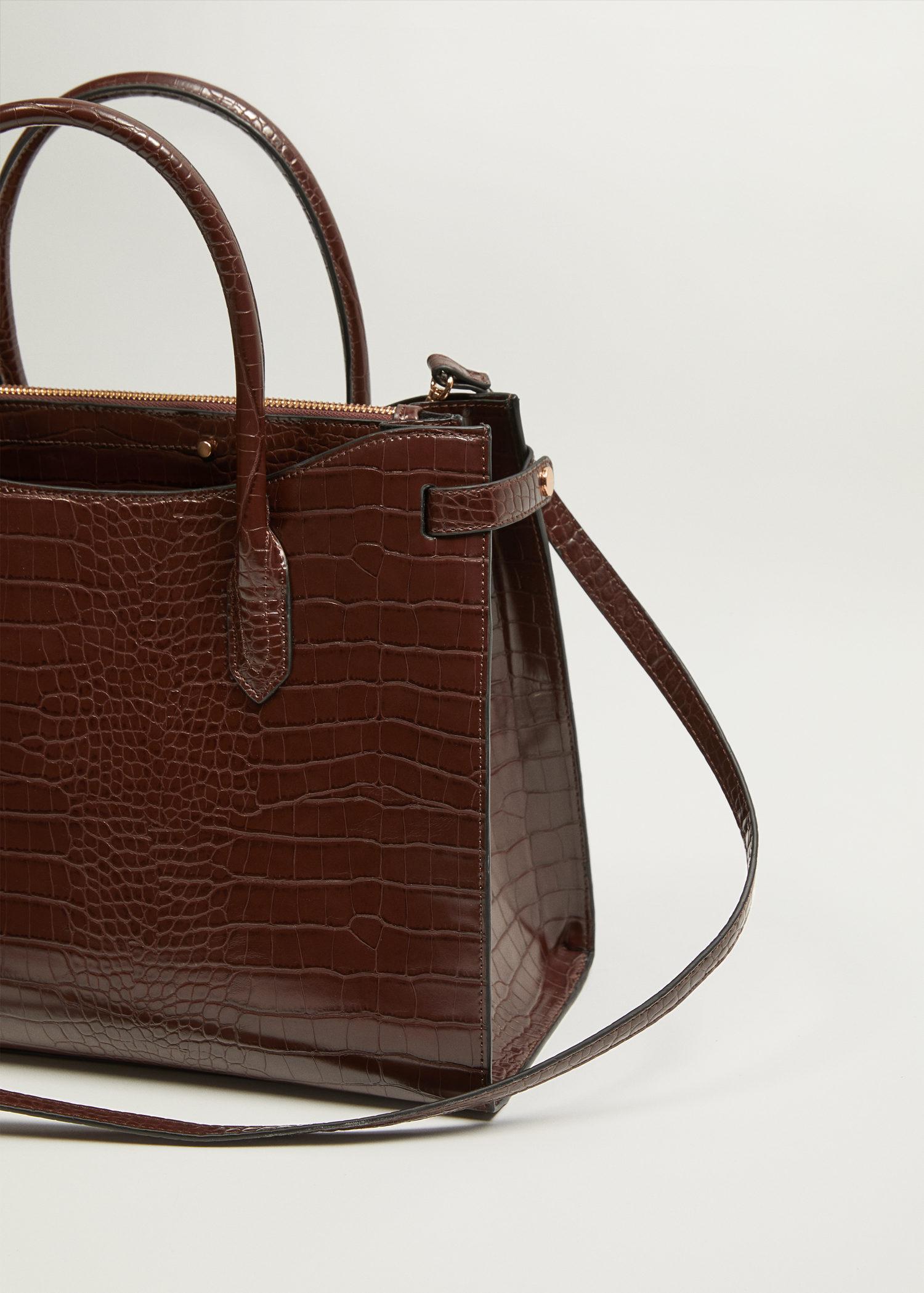 Mango Synthetic Croc-effect Bag Chocolate in Brown - Lyst
