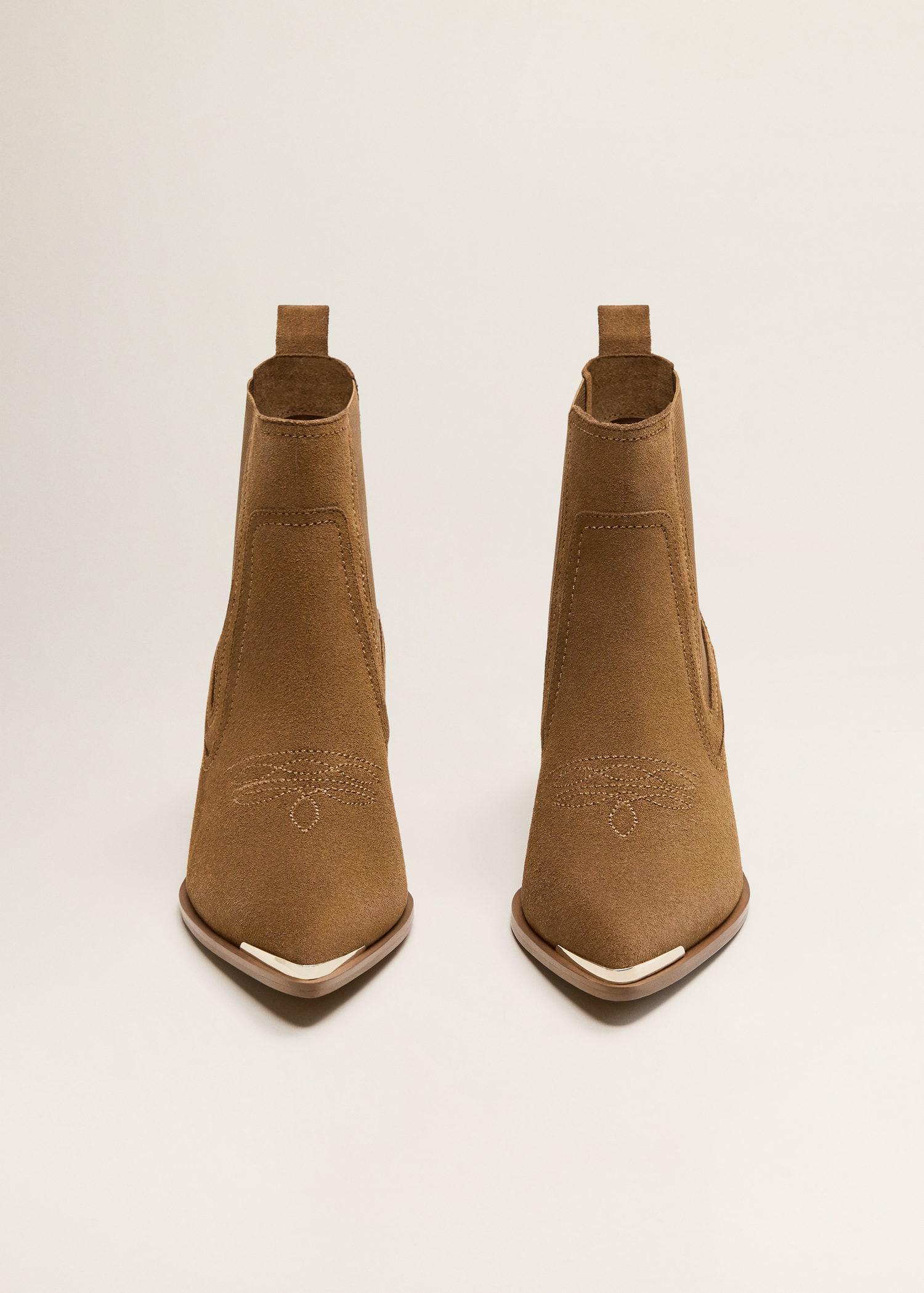 mango leather cowboy ankle boots