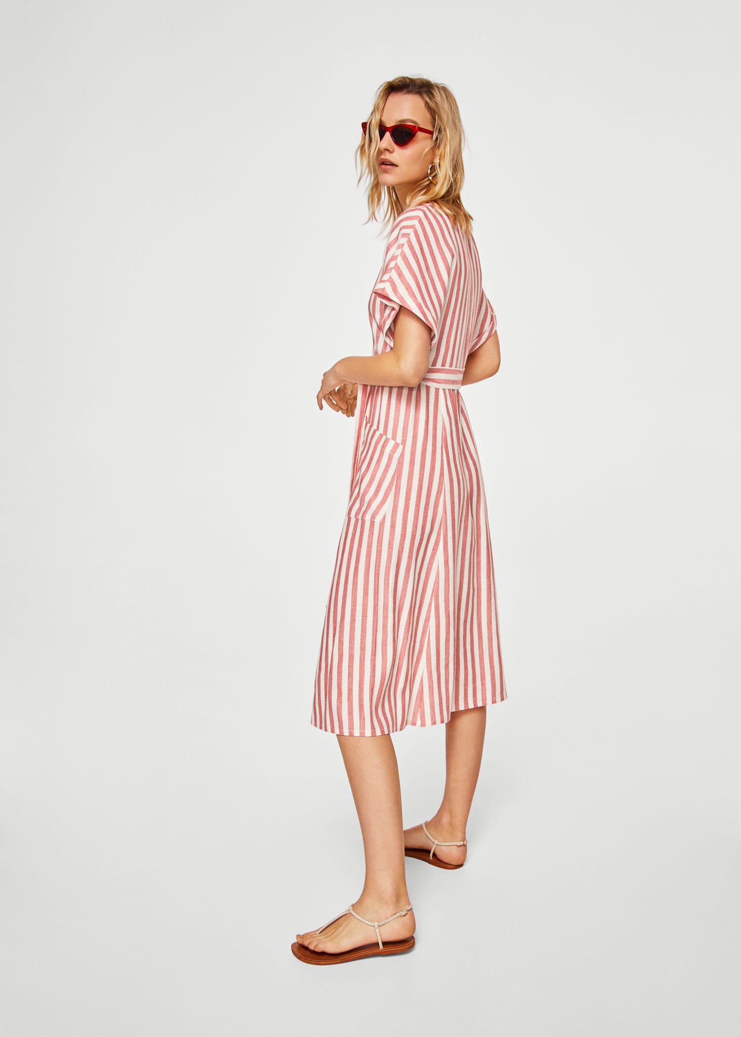 Mango striped cotton dress cheap