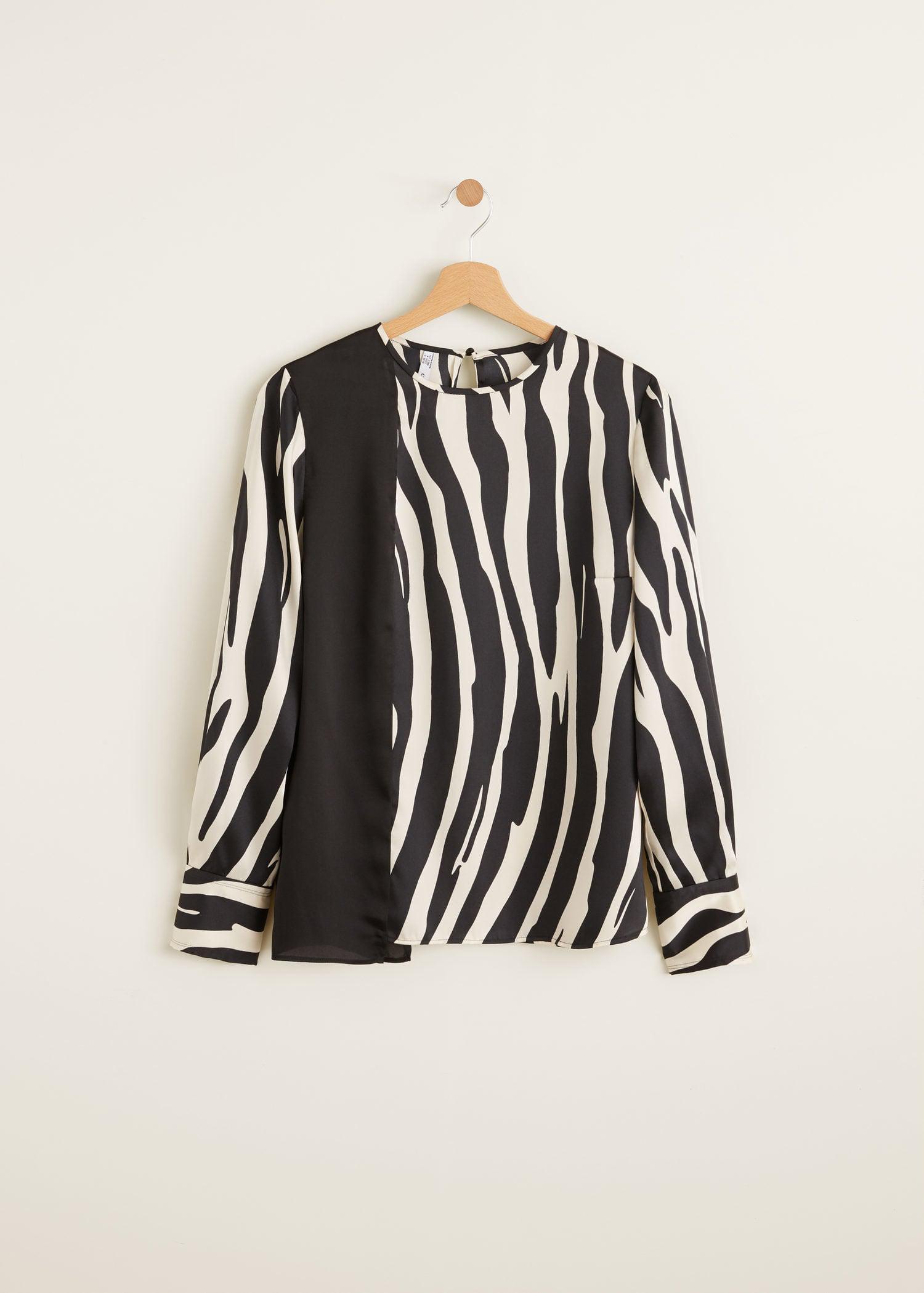 Mango Zebra Print Blouse in Black Lyst