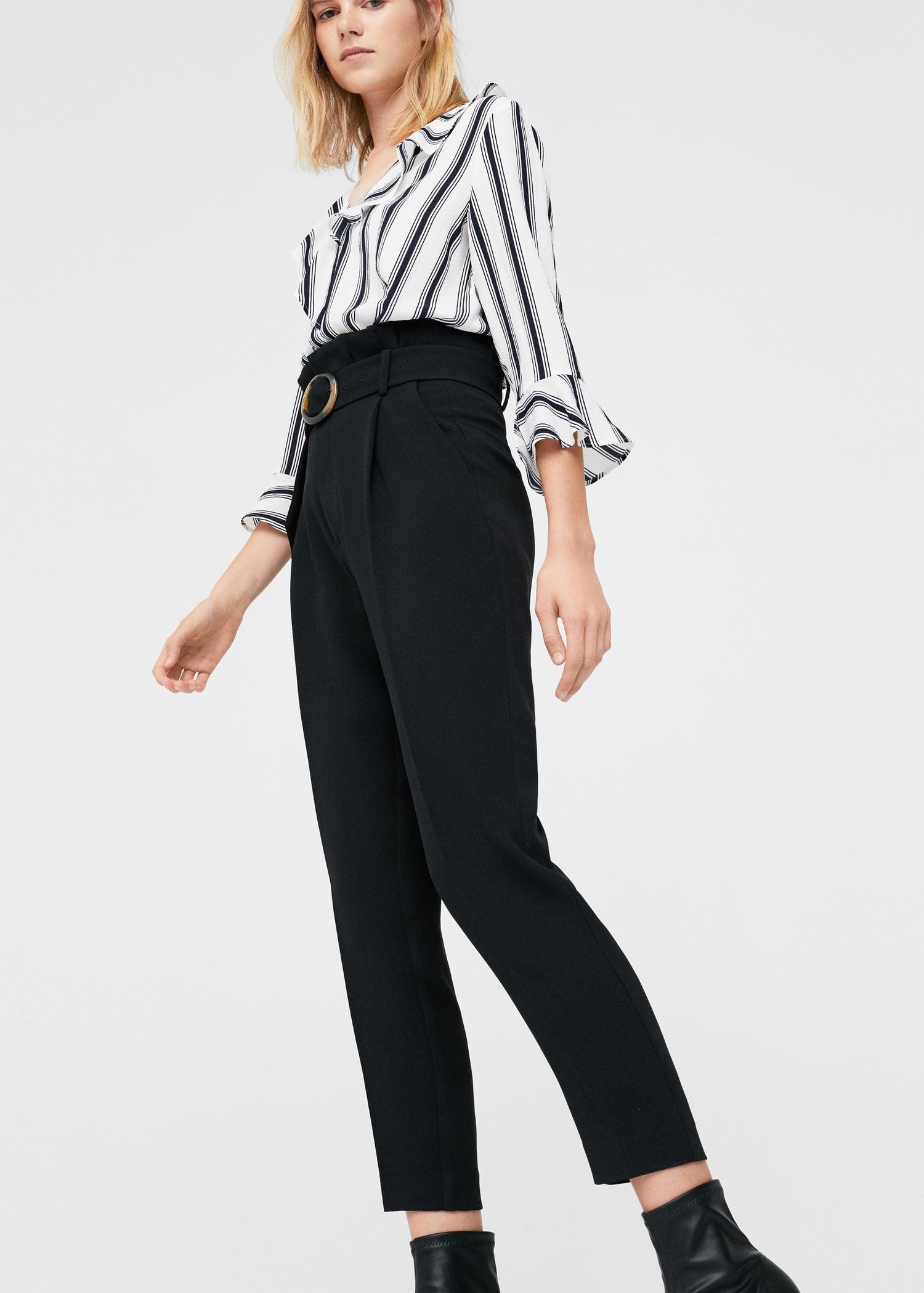 womens black high waisted trousers
