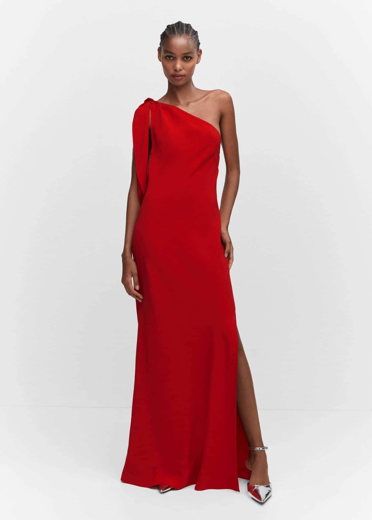 Mango Asymmetric Bow Dress in Red | Lyst UK