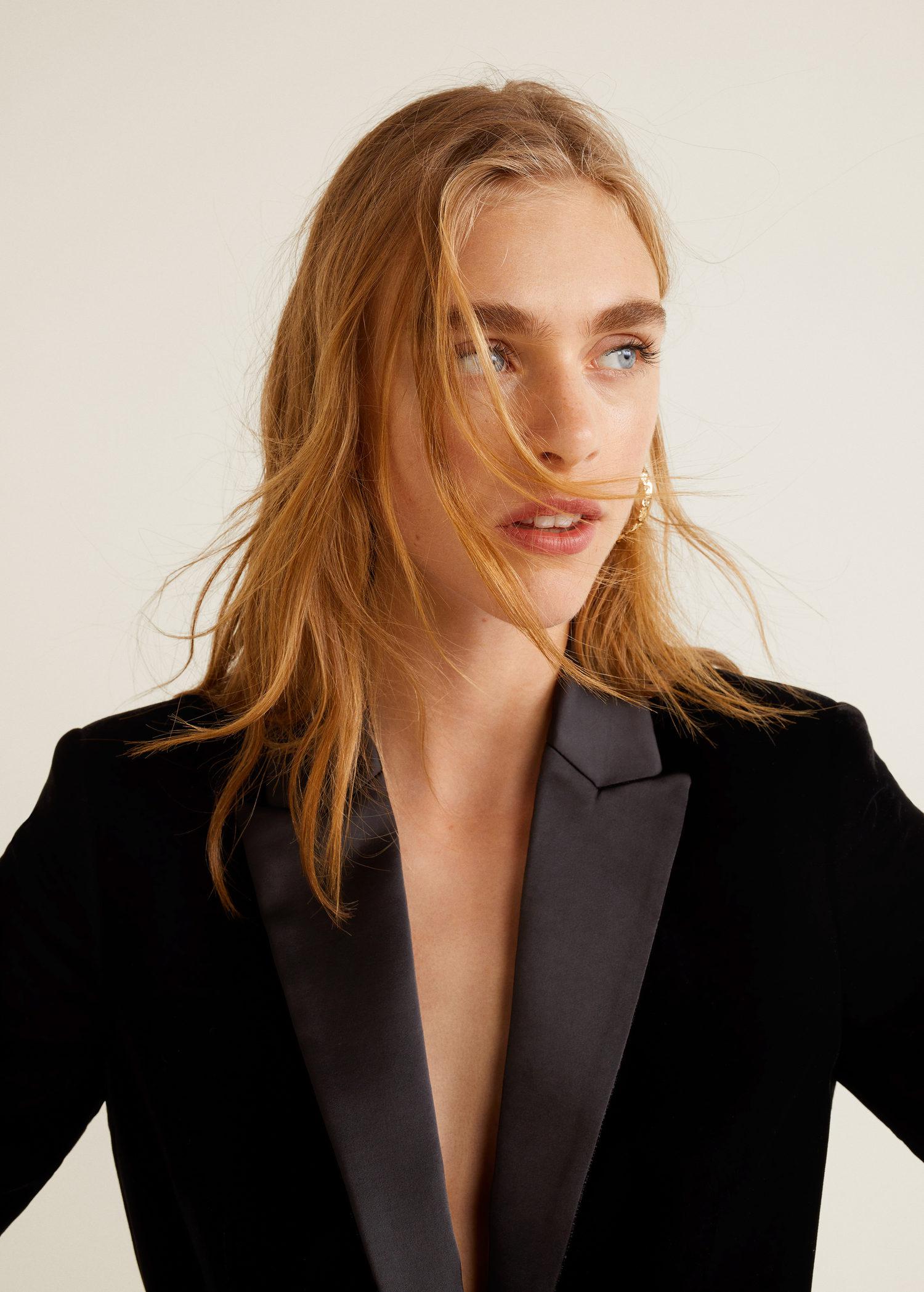 Mango Velvet 'combi' Suit Blazer in Black | Lyst UK