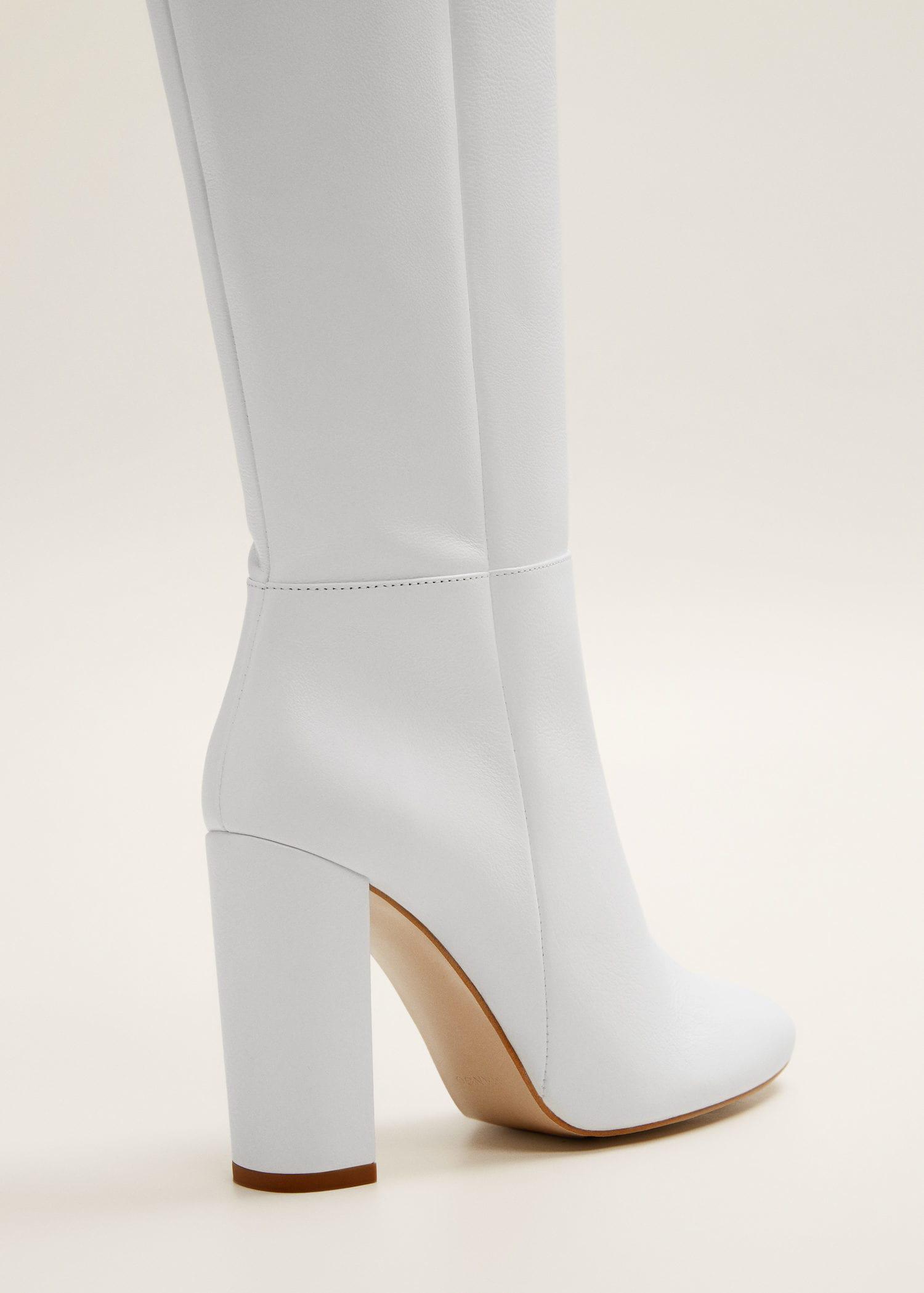 Mango Leather High-leg Boots in White - Lyst