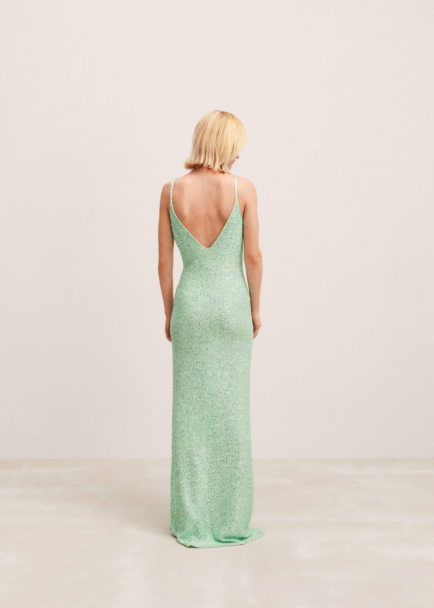 mango green sequin dress Mango Sequined Dress With Flower Detail Pastel in Green