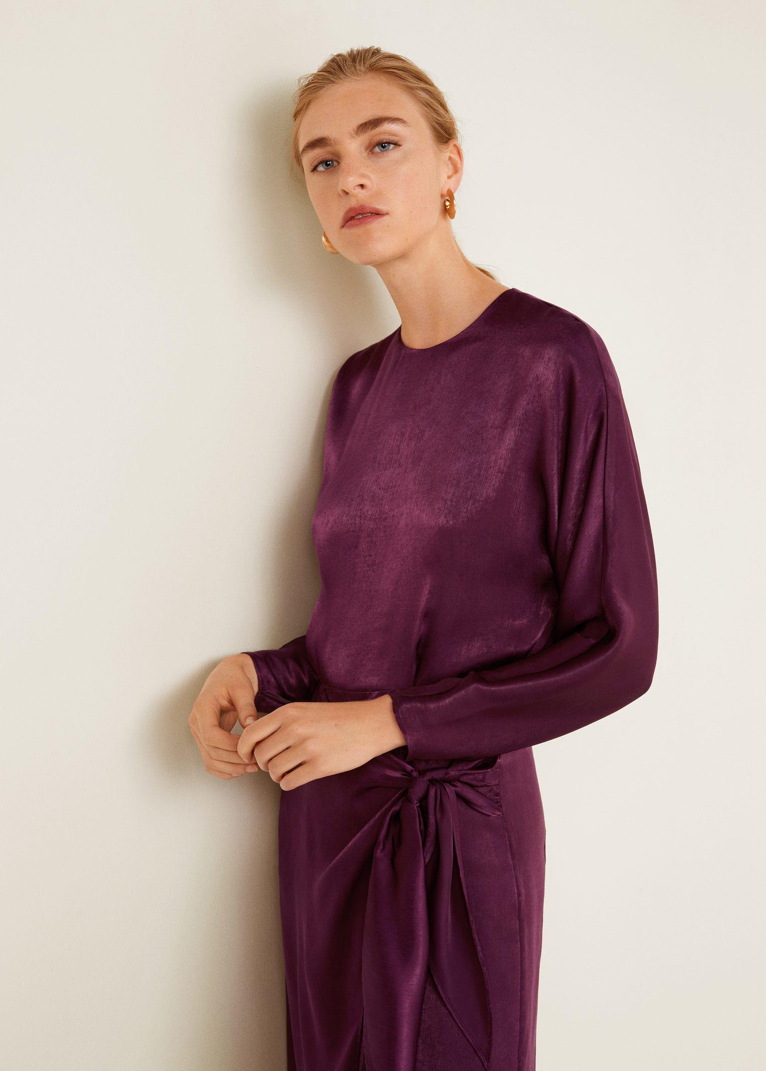 mango satin tie dress