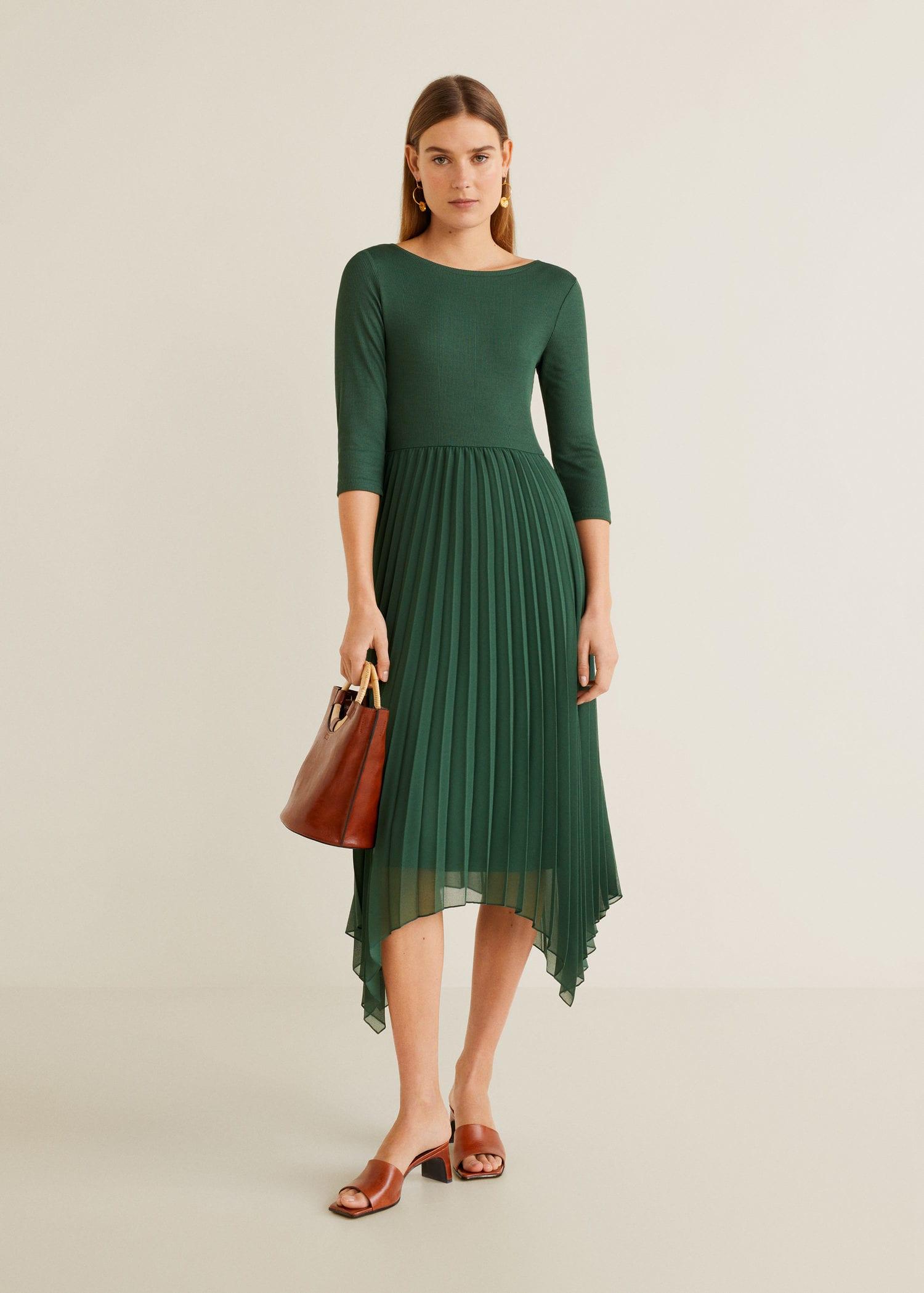 pleated midi dress mango