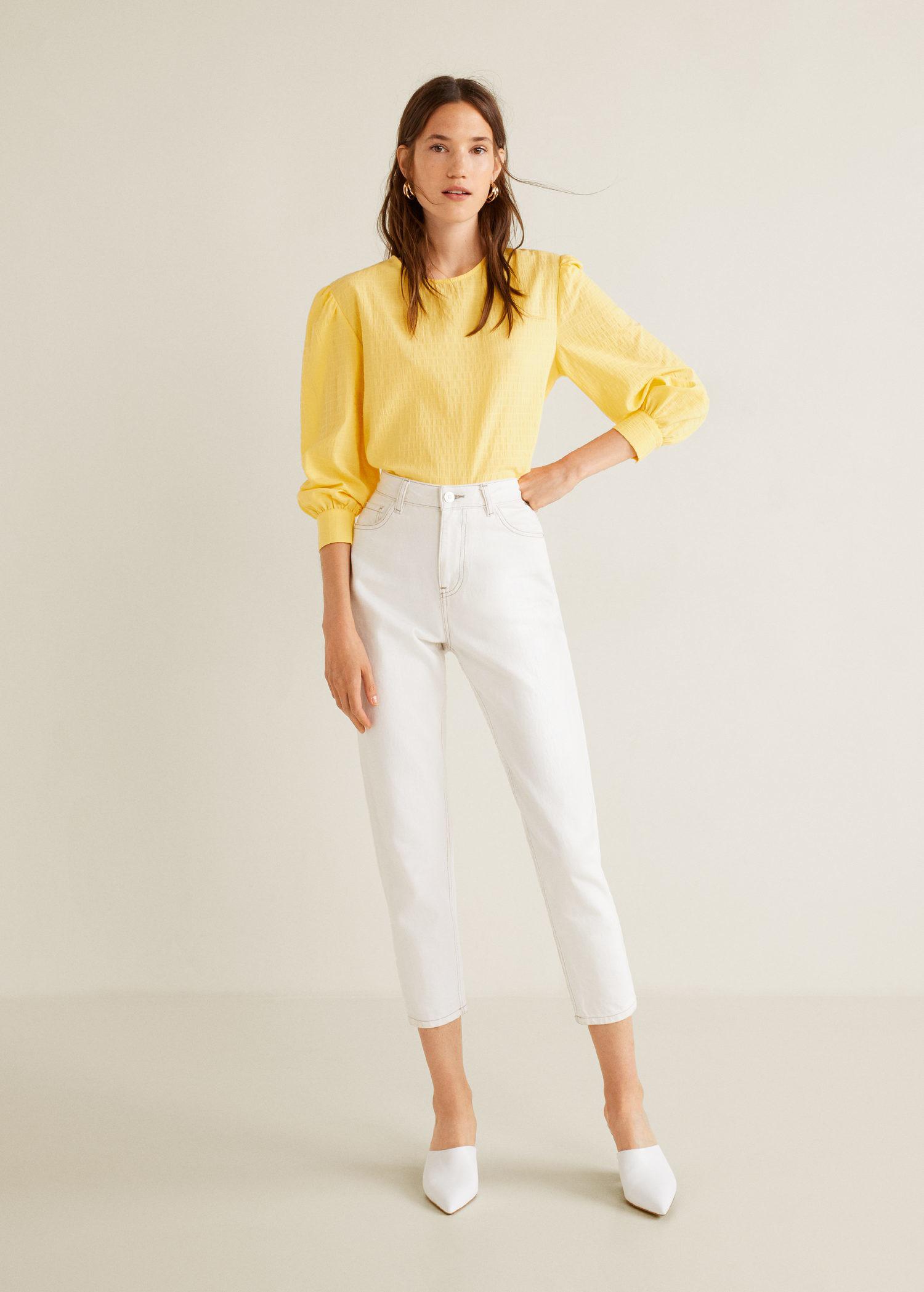 pastel yellow blouse