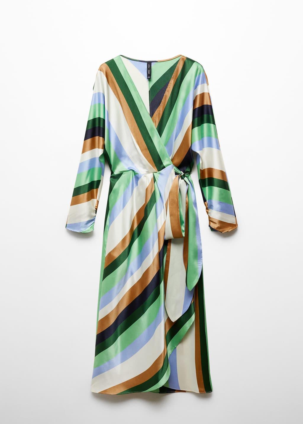 Mango Striped Satin Dress in Green | Lyst UK Mango Striped Satin Dress in Green | Lyst UK