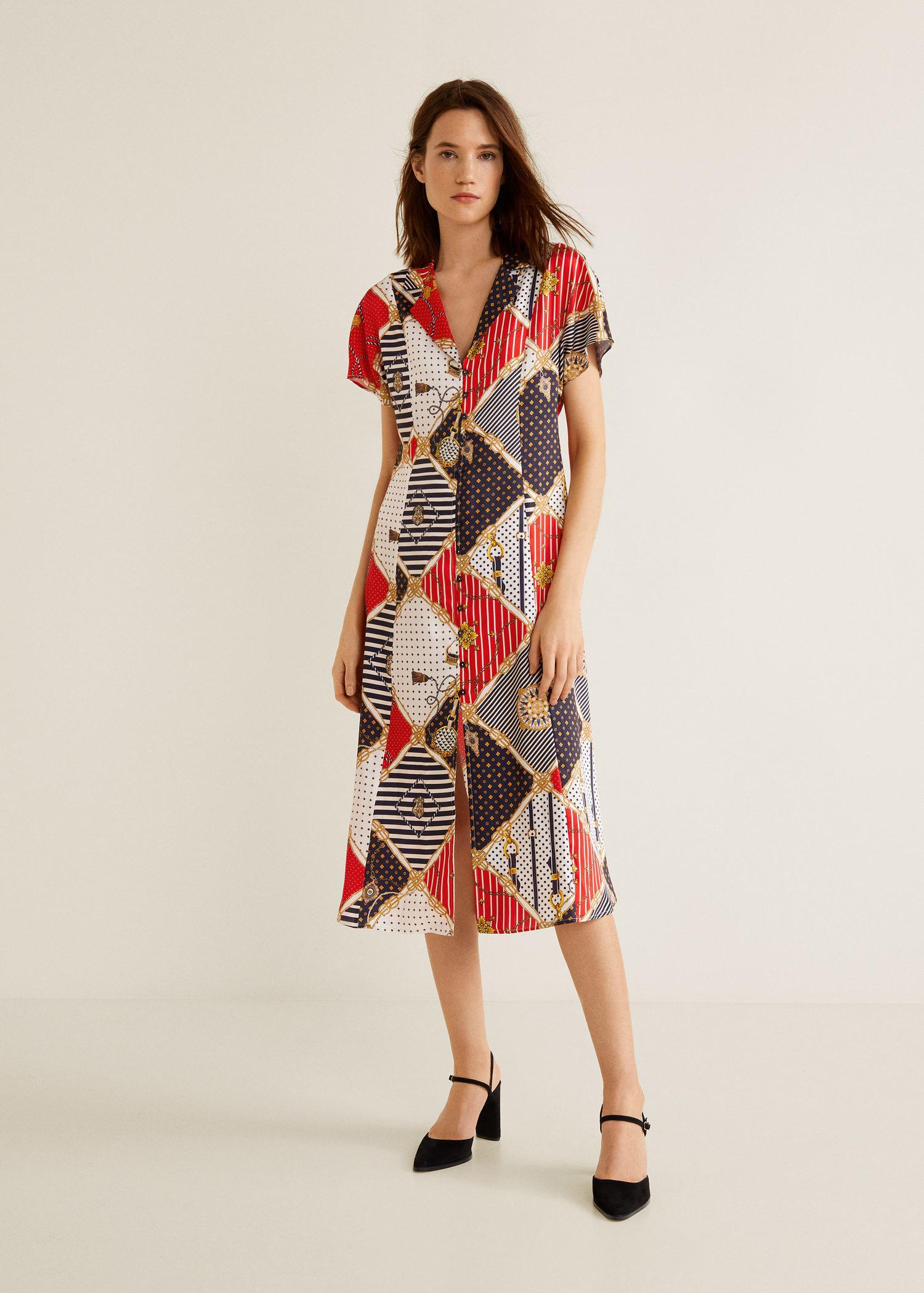 red chain print dress