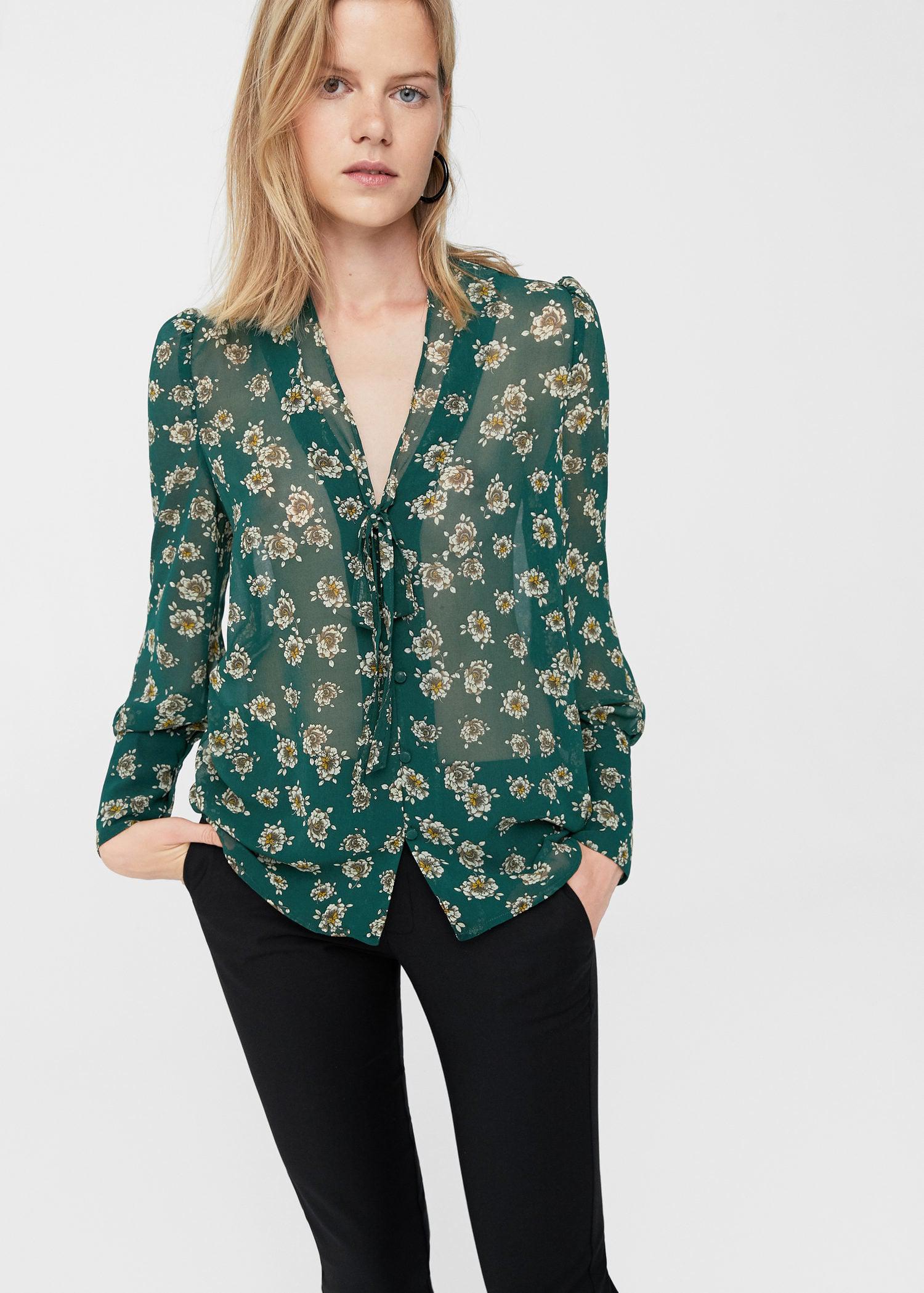 Lyst - Mango Floral Print Blouse in Green