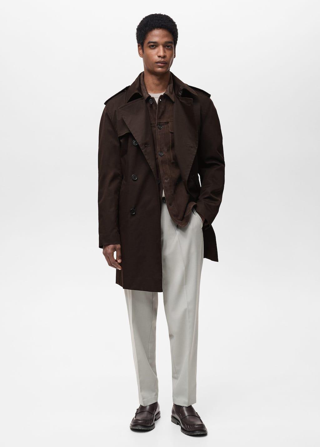 Outerwear Mango Mens Overcoat Mango Water-Repellent Belted