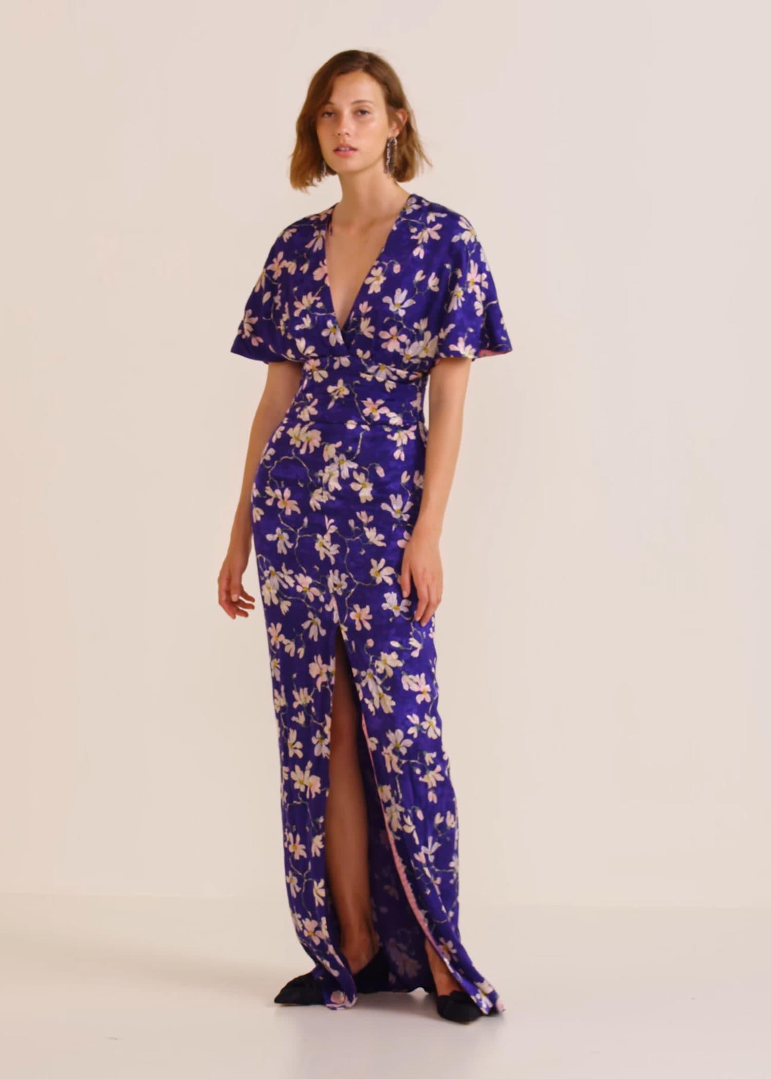 Mango Floral Print Dress in Purple | Lyst UK