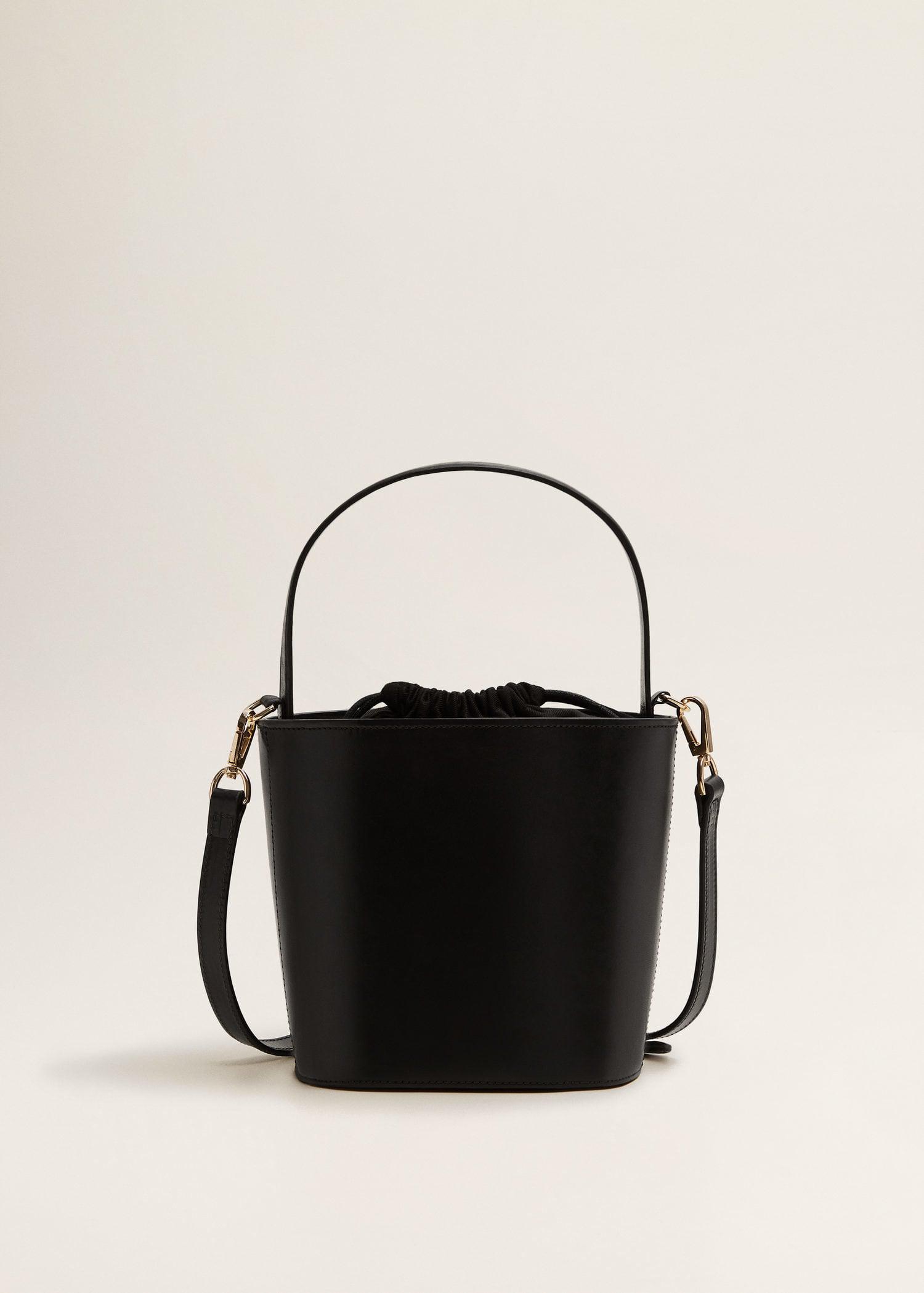 mango leather bucket bag