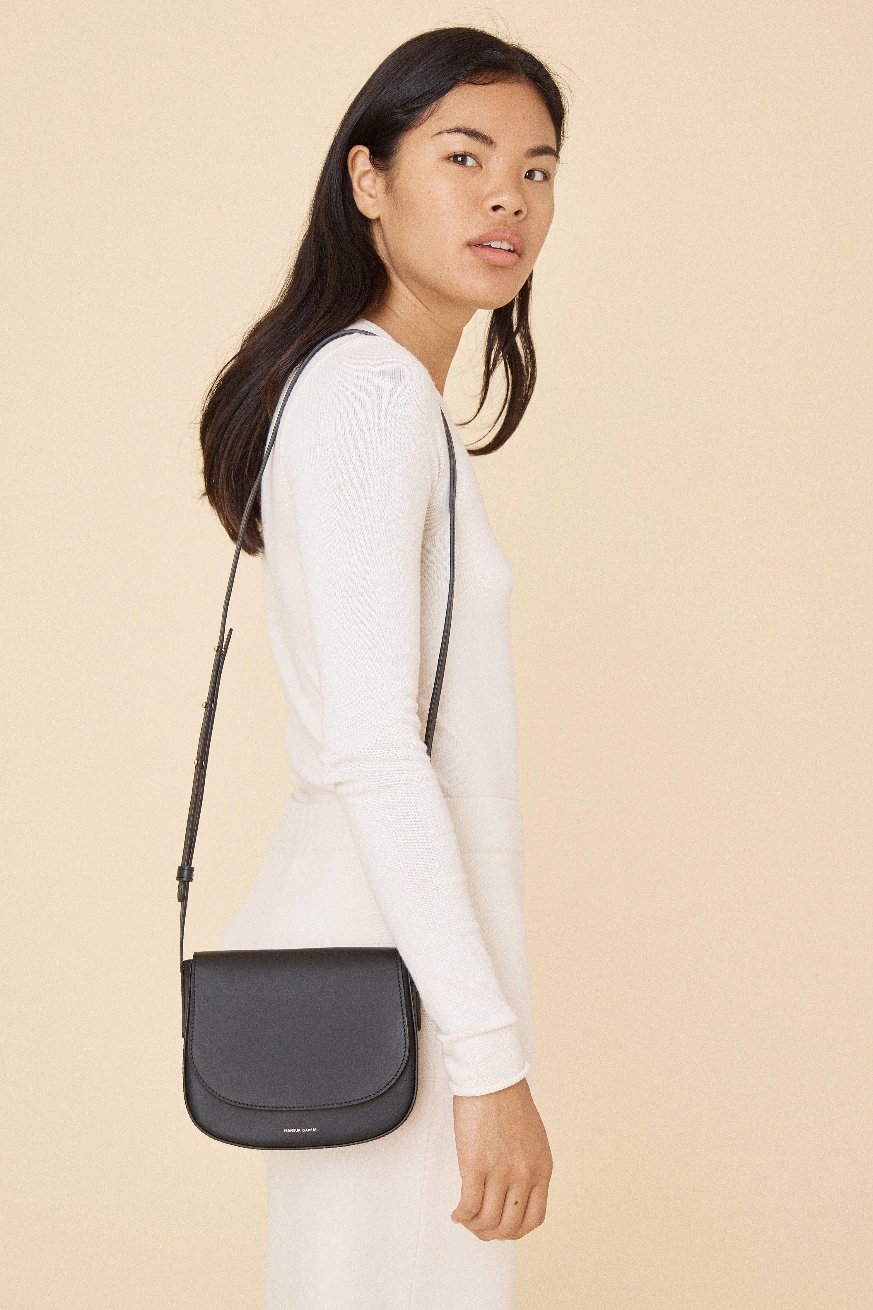 Mansur Gavriel Black Leather Mini Flap Crossbody Bag Mansur Gavriel