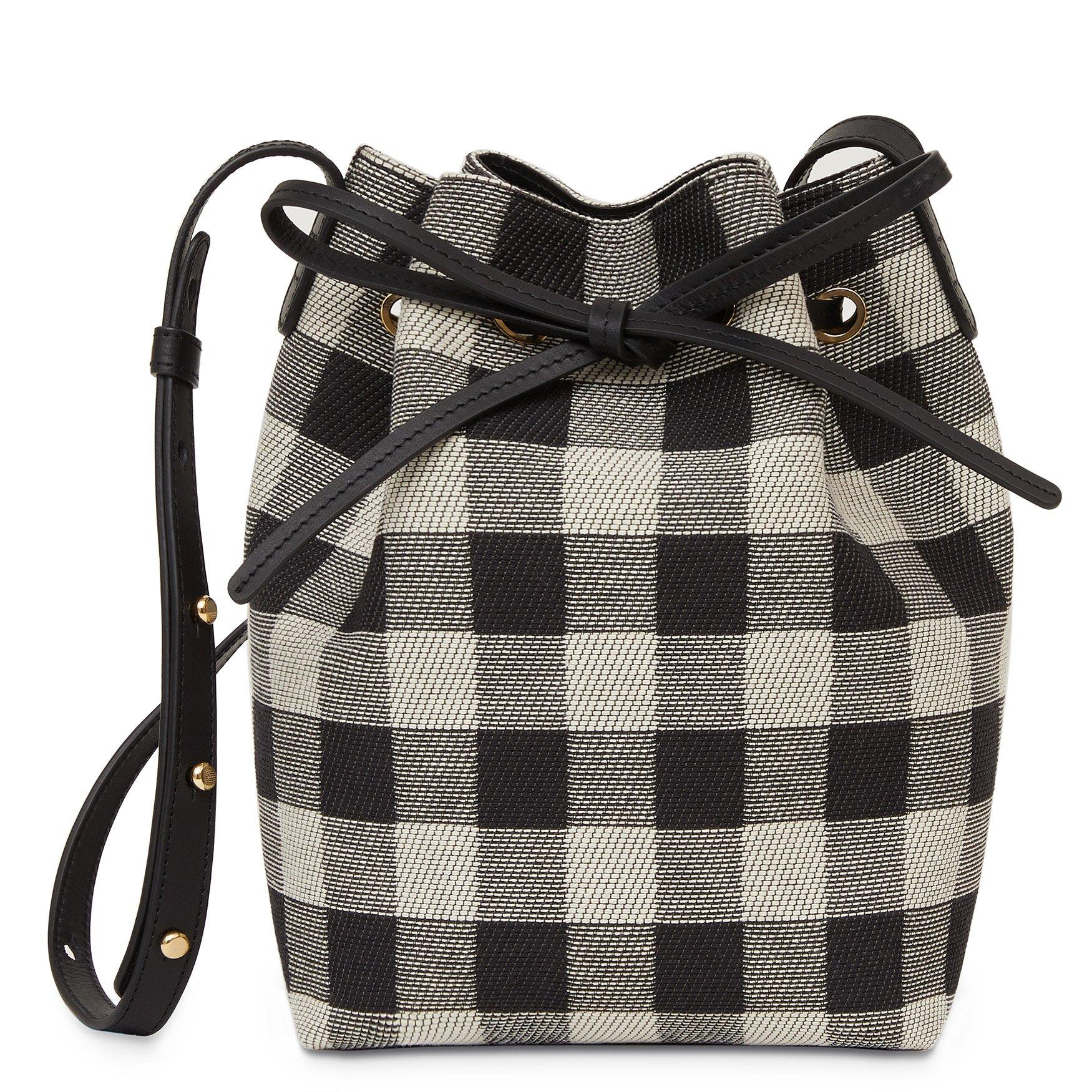 Mansur Gavriel Cotton Checker Mini Bucket Bag - Black - Lyst