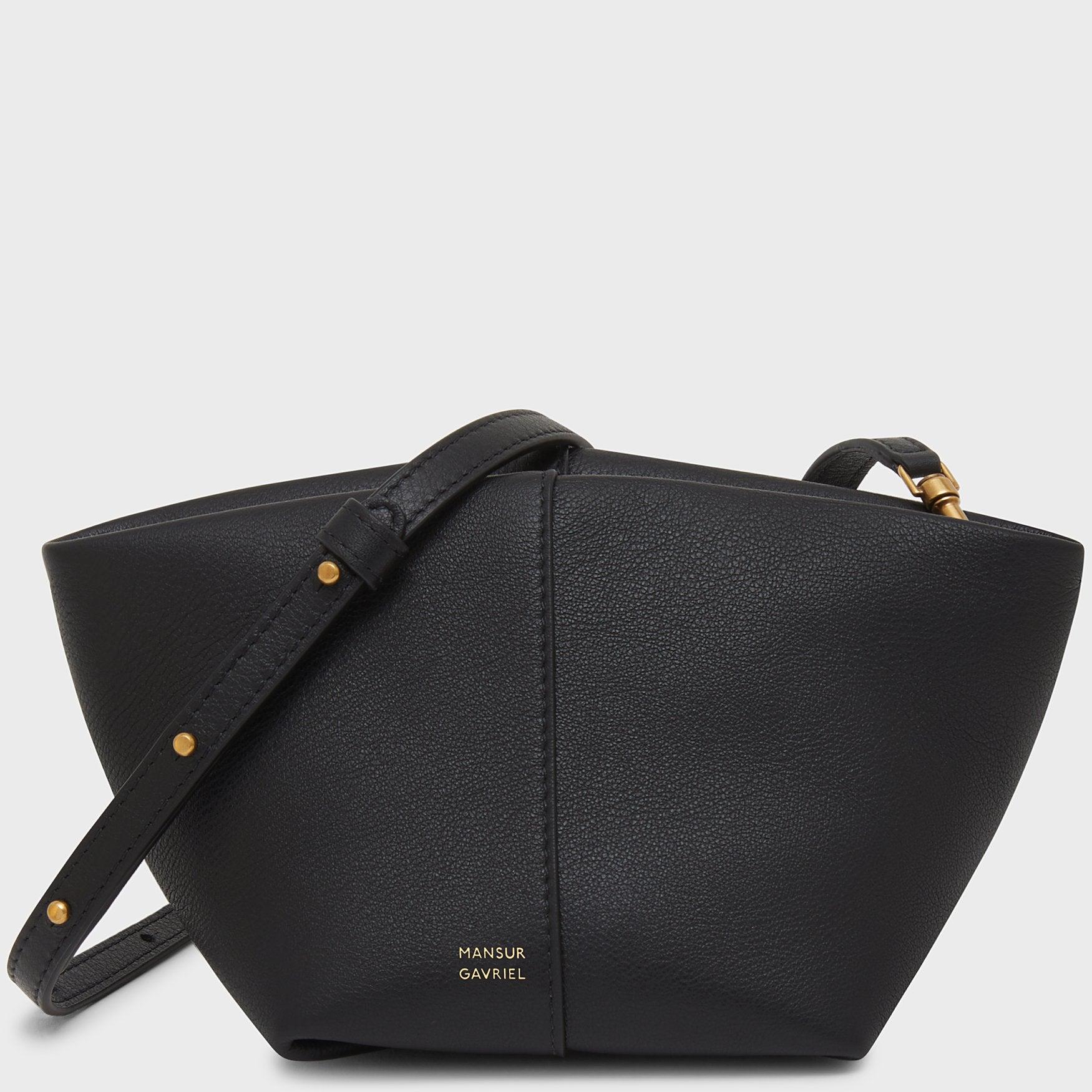 Mansur Gavriel Leather Tulipano Compact Bag in Black | Lyst