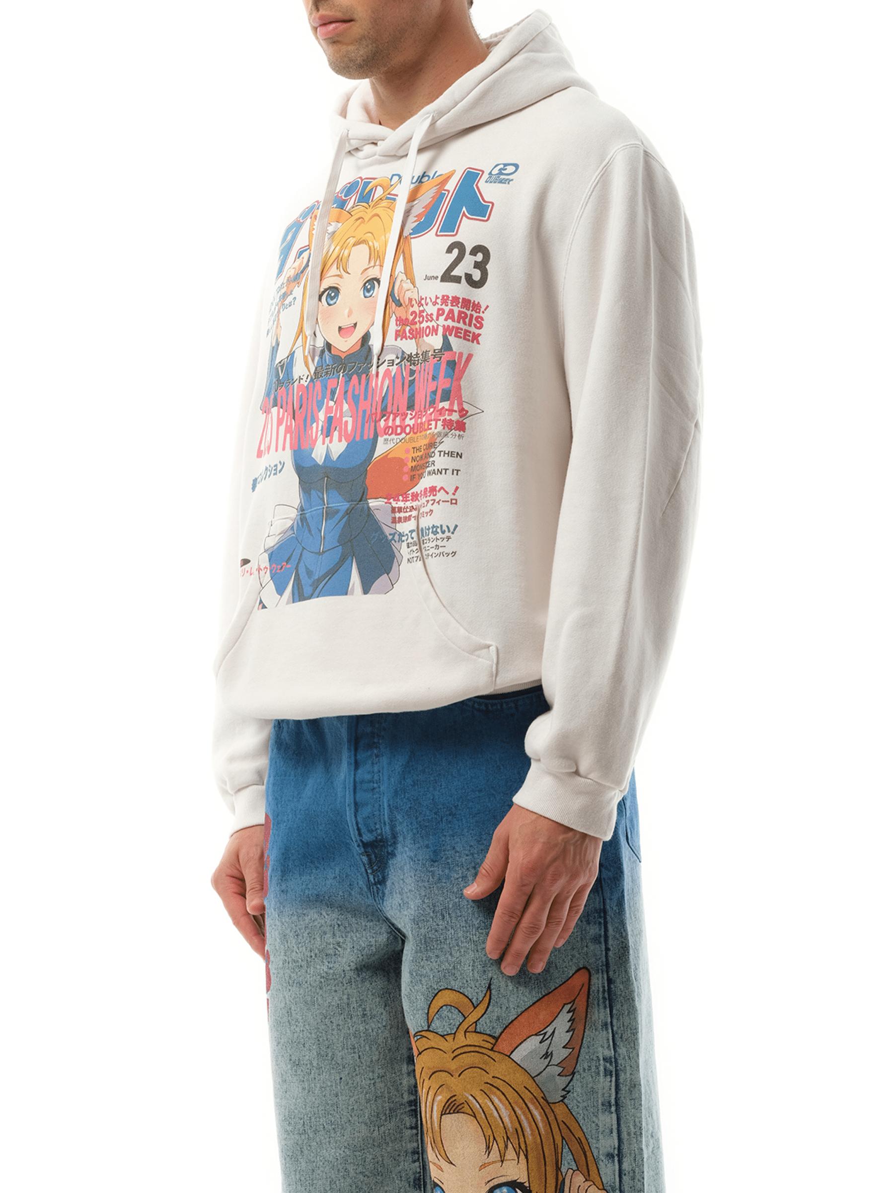 Doublet Anime Fox Girl Print Hoodie, Long Sleeves, 100
