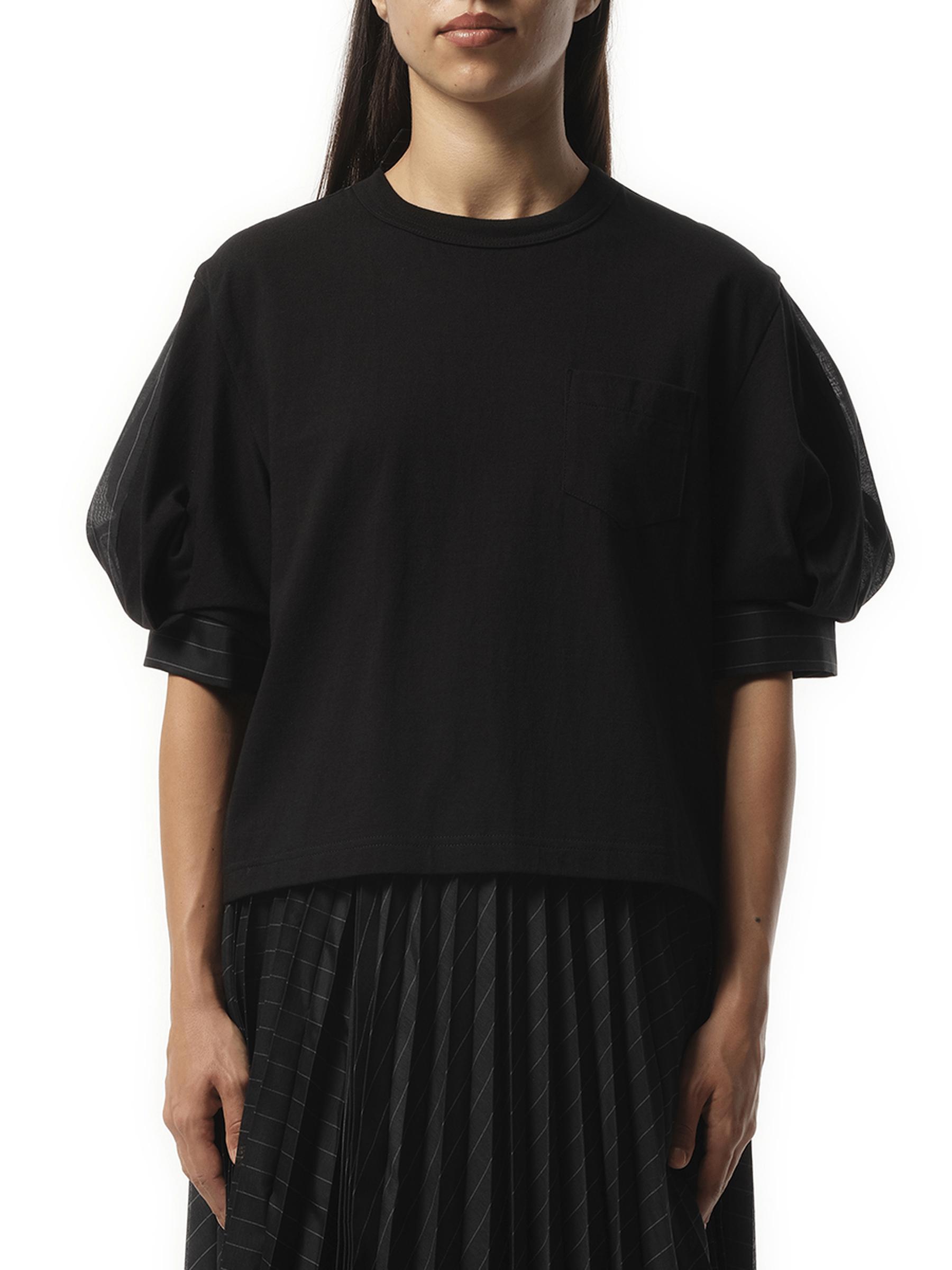 国内より1WEEK【sacai】Spun Organza x Cotton Jersey T-Shirt Sacai Spun Organza x Cotton Jersey T-Shirt | Santa Fe Dry