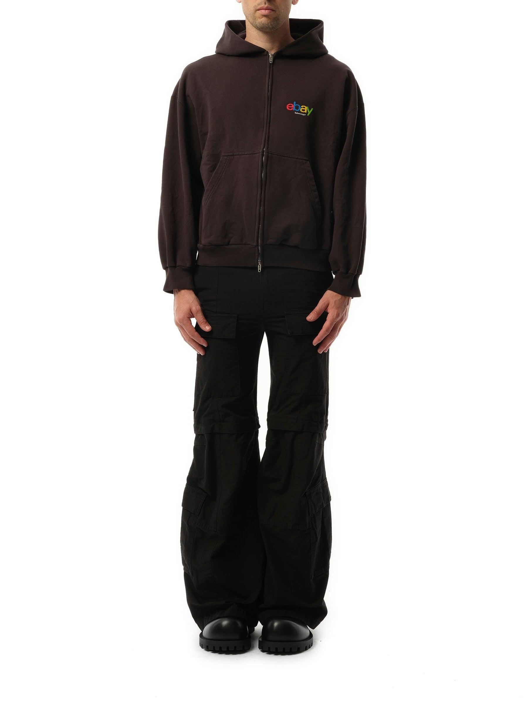 Balmain Side Zip Hoodie Balenciaga Zip-Up Hoodie, 100% Cotton