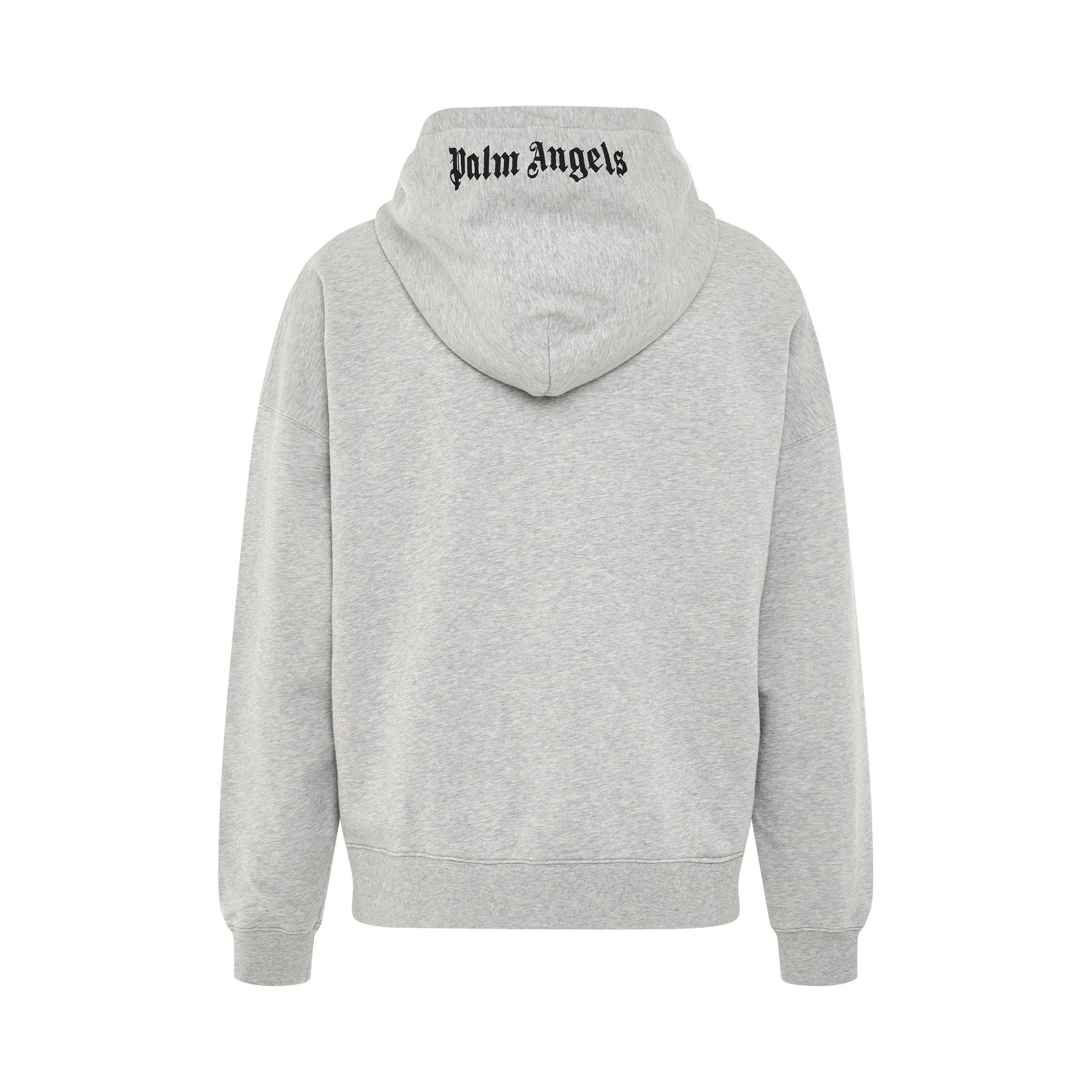 Palm Angels Embroidered Logo Hoodie In Melange Grey in Gray for