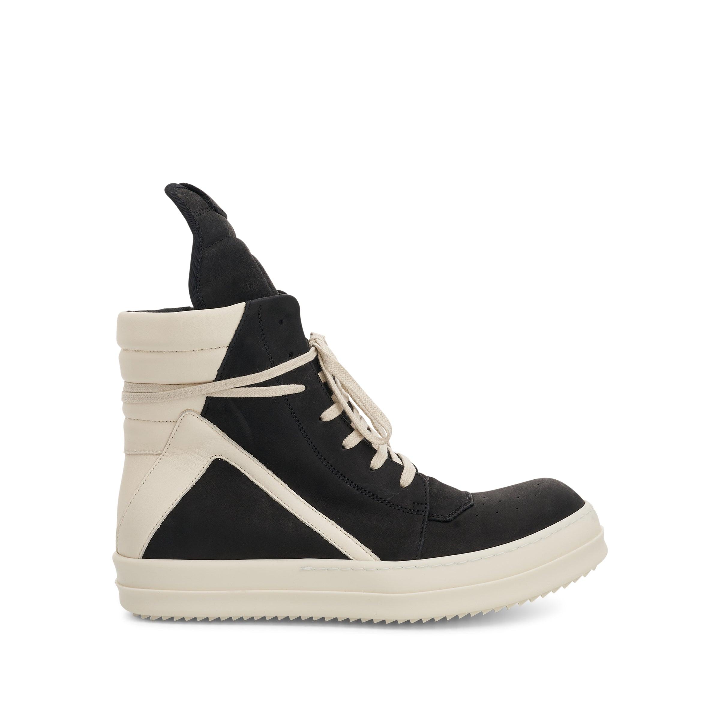 Rick Owens Geobasket Nubuck Leather Sneakers In Black/milk for Men | Lyst