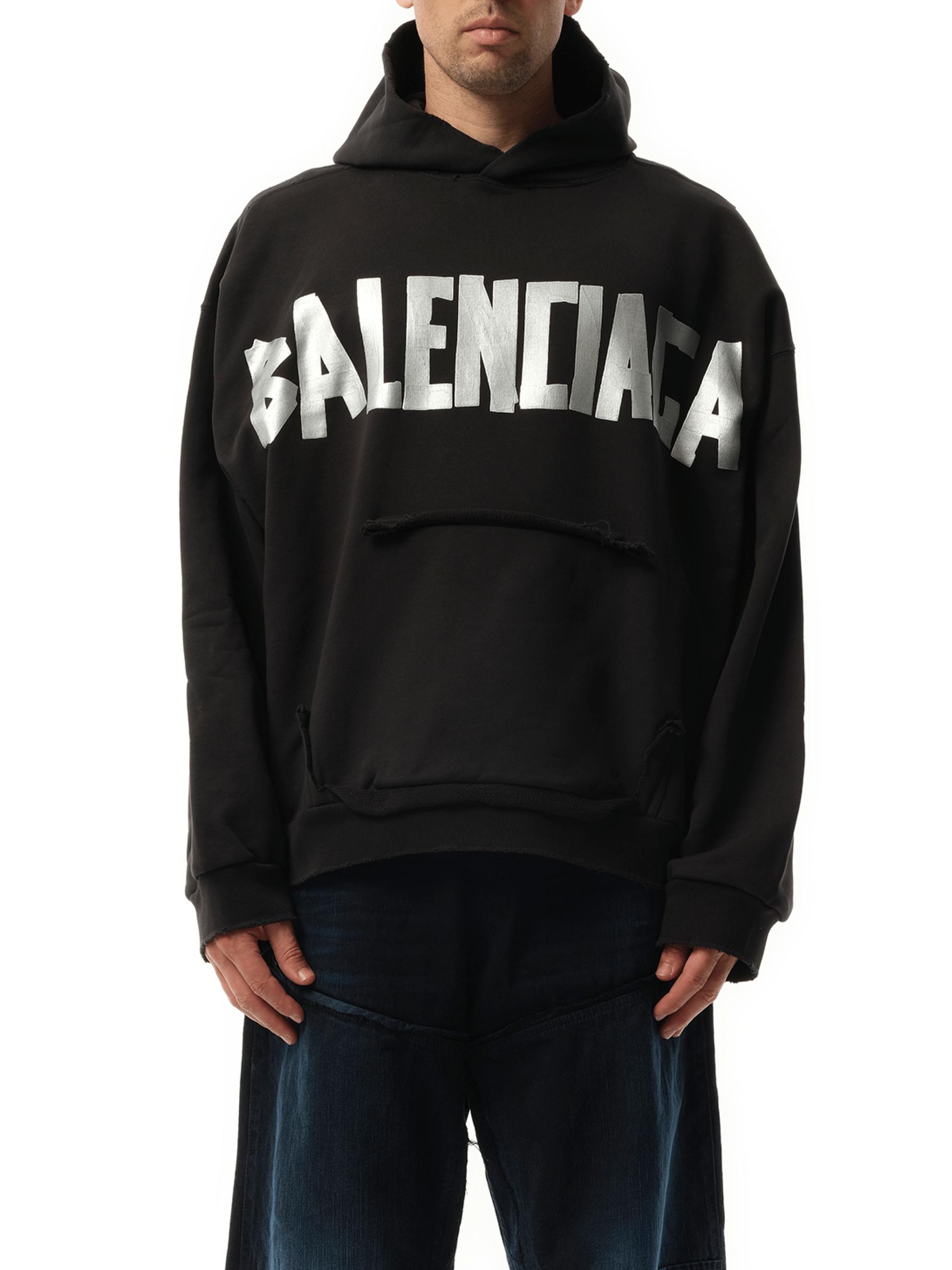 【BALENCIAGA】Ripped Pocket Hood Faded Black:Silver balenciaga-Faded-BlackSilver-